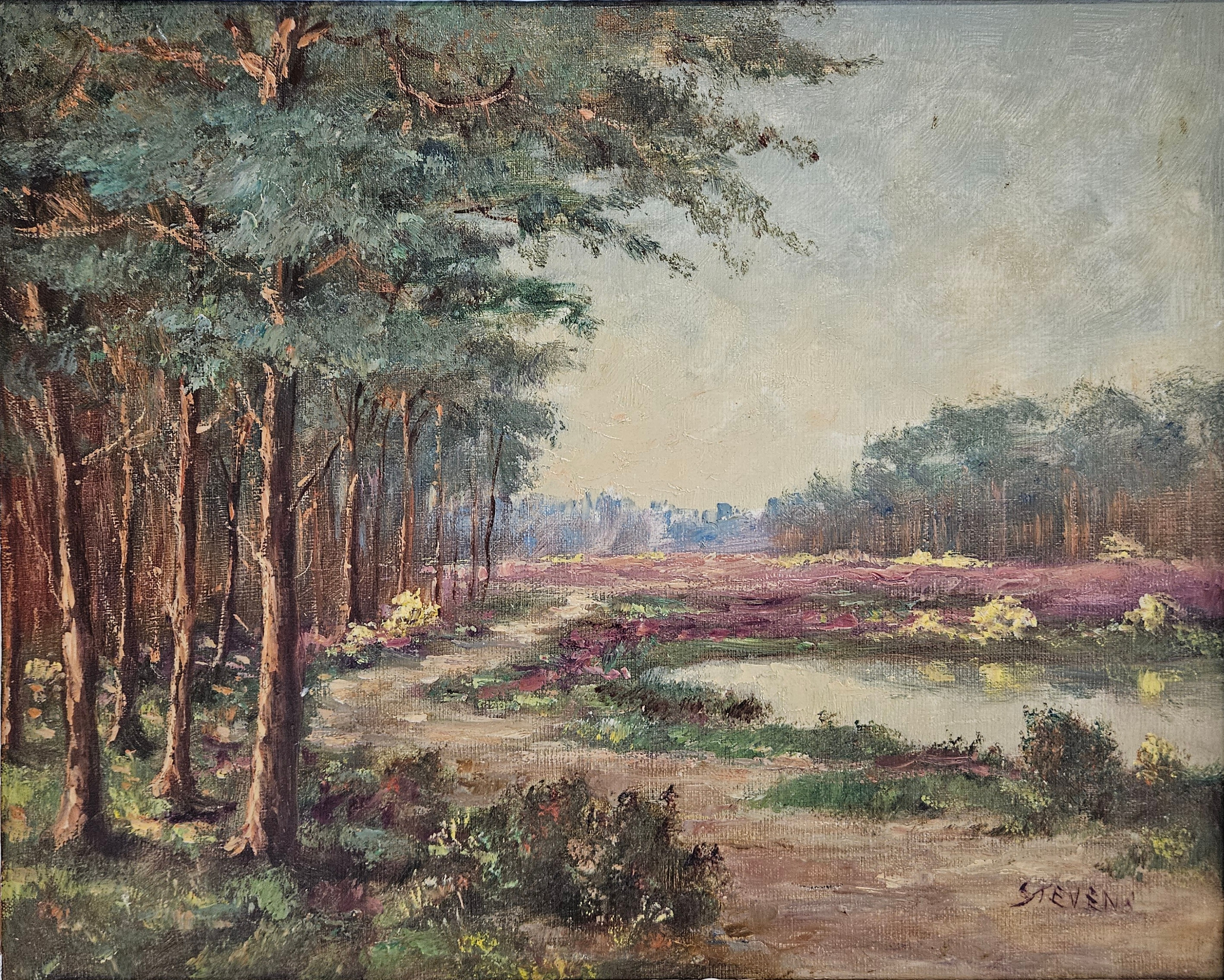 OIDENTIFIERAD KONSTNÄR. Olja på duk, signerad Stevens.