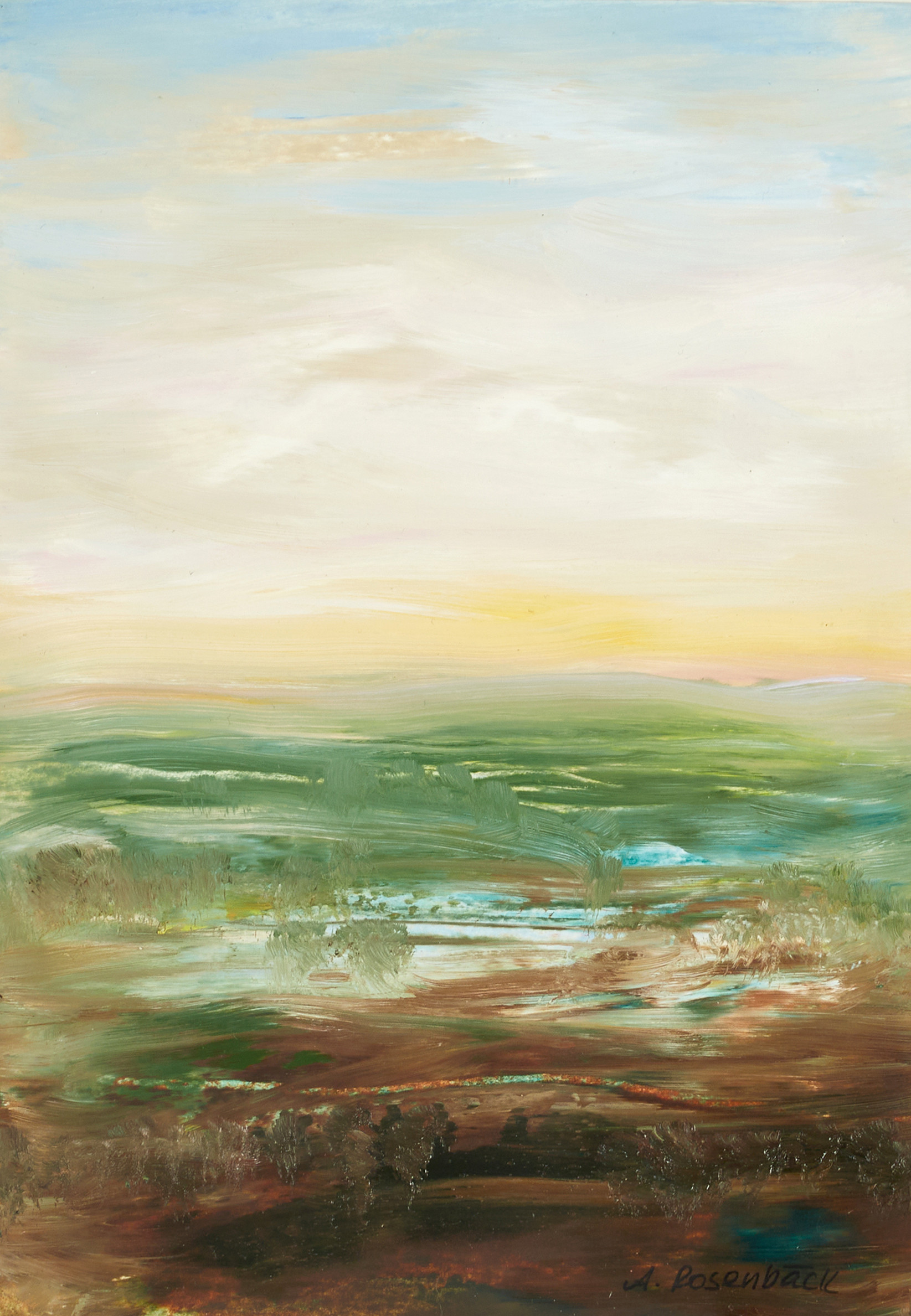 ANNA ROSENBÄCK. Landskap III, A. Rosenbäck, olja på papper.