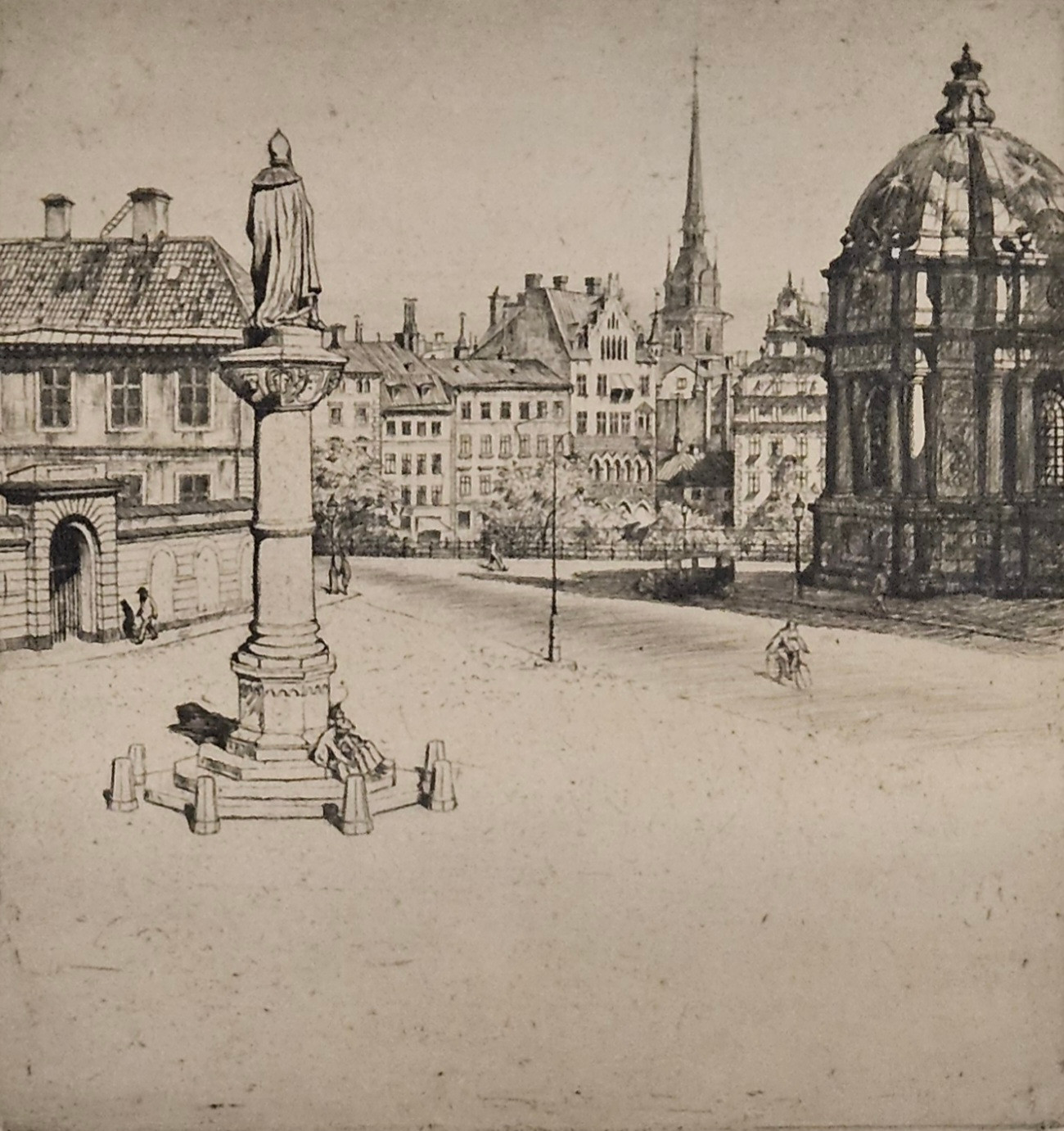 HARALD SALLBERG. "Birger-Jarlstorg, Stockholm". Etsning, signerad Harald Sallberg och daterad 1933.