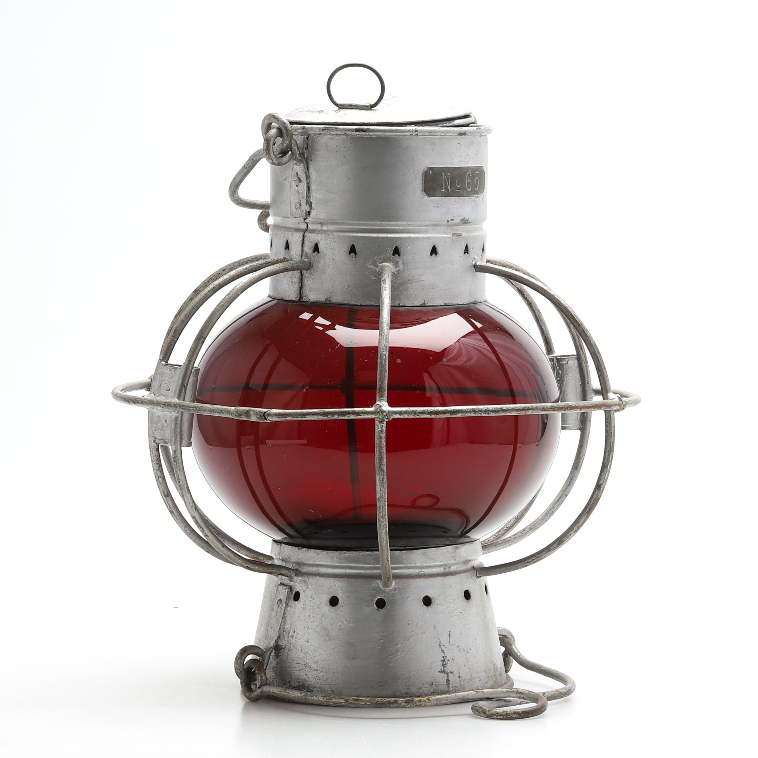 LANTERNA, rött glas, silvermålad metallstomme, 1900-tal.