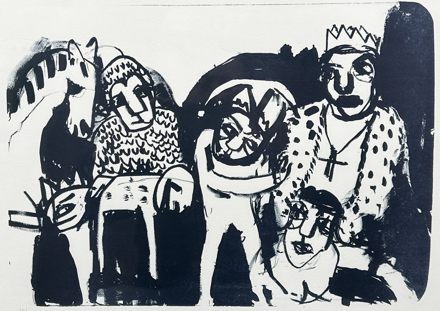 ANNA BJERGER. LITOGRAFI, "Alla fjäskar för en kung", Numrerad 10/14, Signerad och daterad -93.