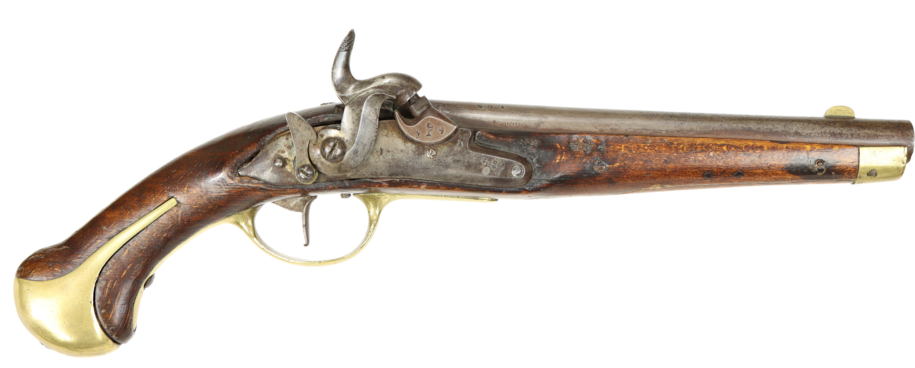 SLAGLÅSPISTOL, fabrikat Kongsberg, modell 1772-1855, tillv.nr 684.