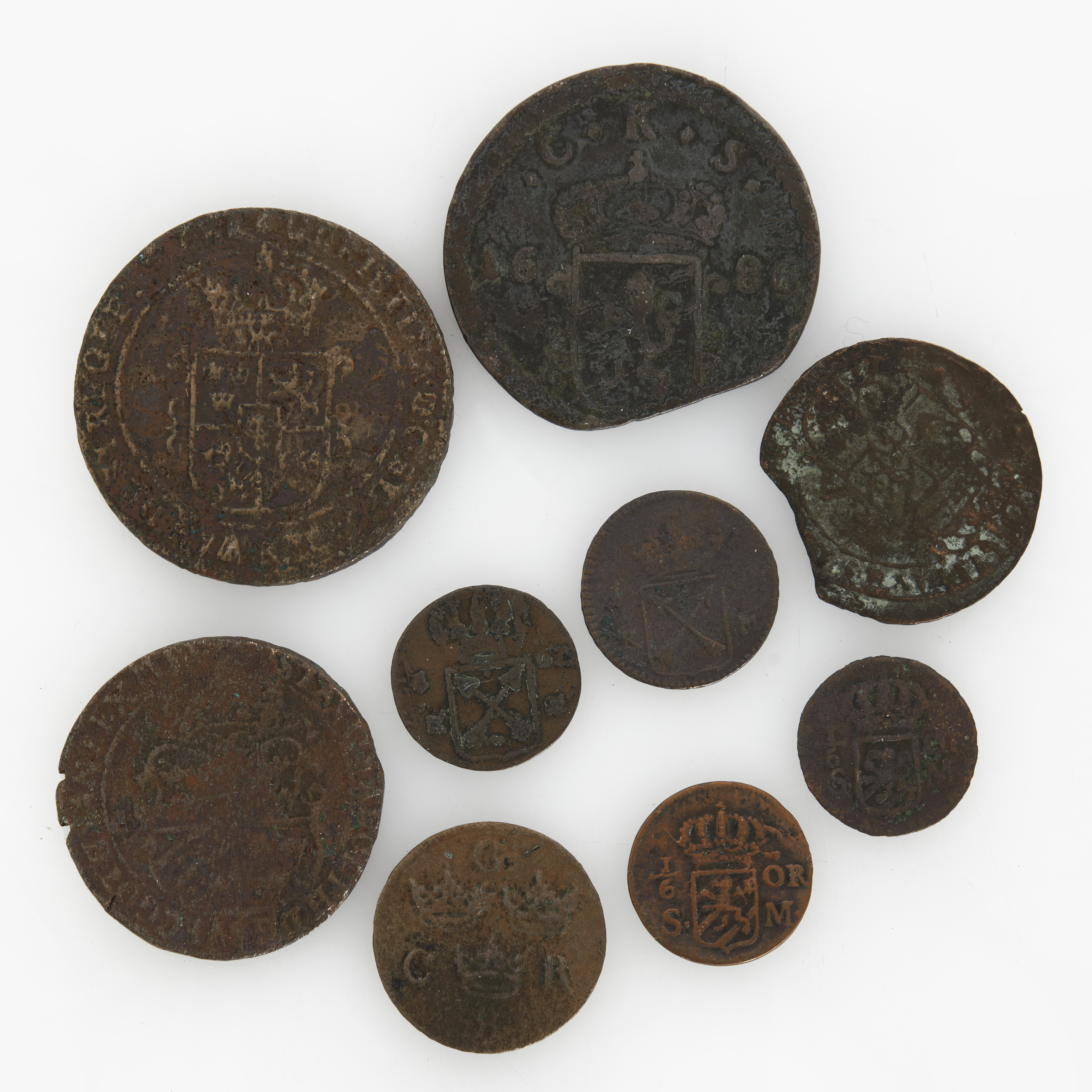 KOPPARMYNT 9 st, Gustav II Adolf - Ulrika Eleanora.