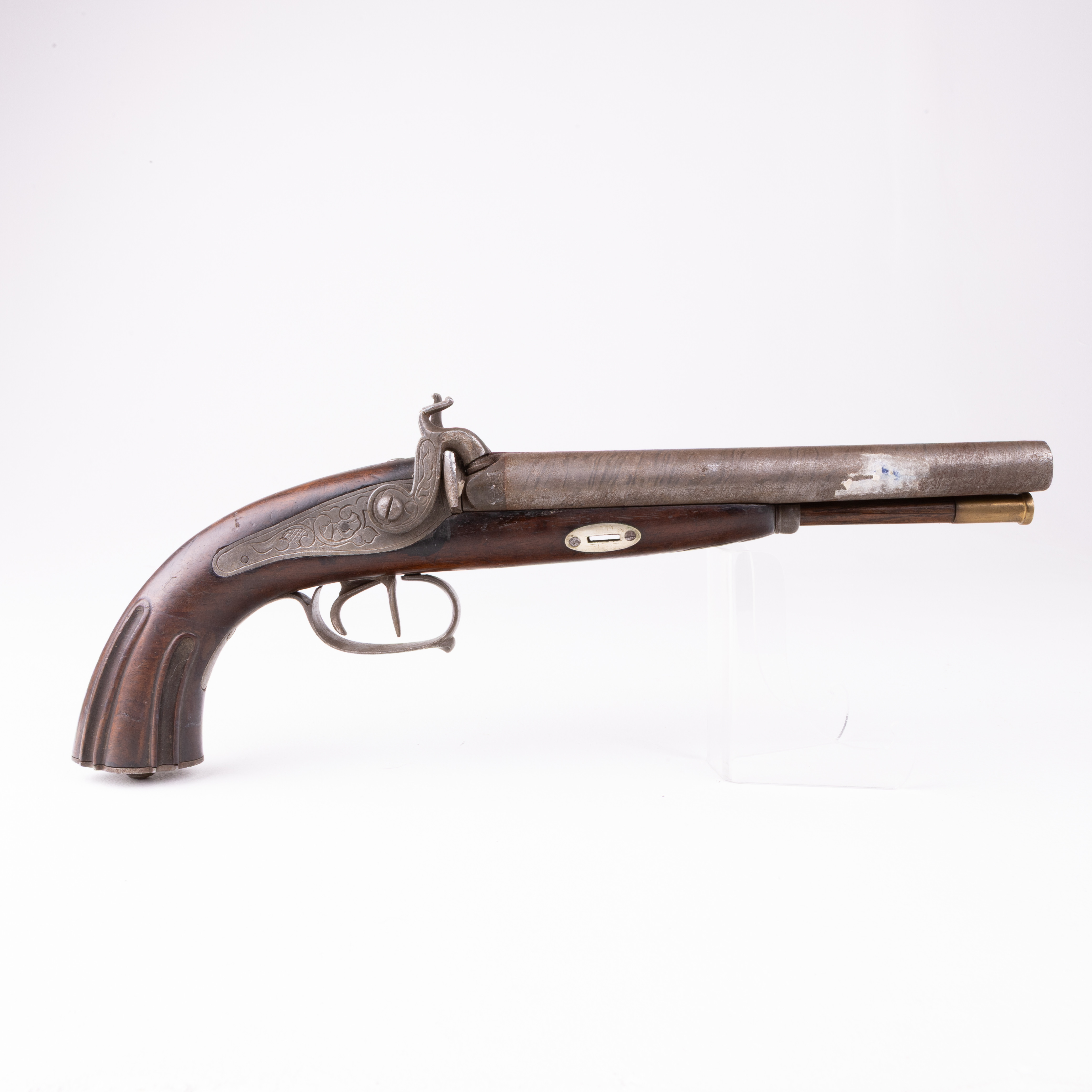 SLAGLÅSPISTOL, dubbelpipig, Italien, 1800-tal.