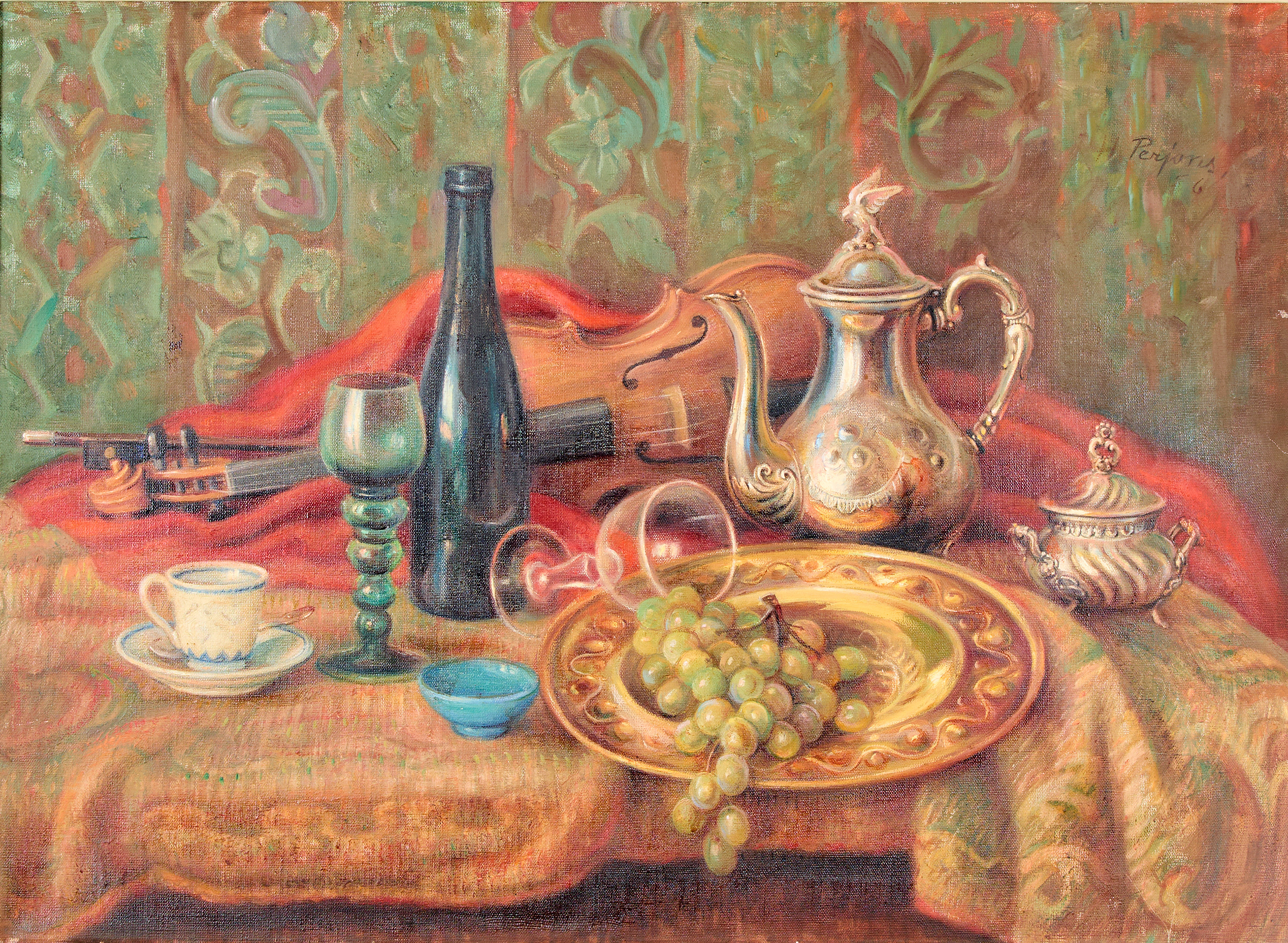 PER-HILDING PERJONS (1911-1998). Olja på duk, stilleben, signerad Perjons.