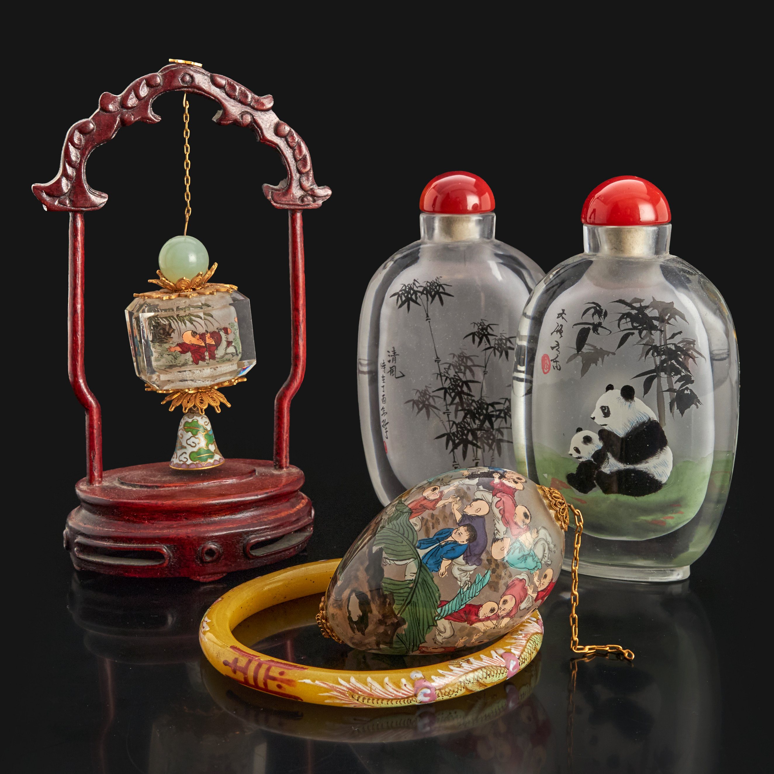 GLASARBETEN (5 st), Kina, bla insidesmåleri, 1900-talets andra hälft.