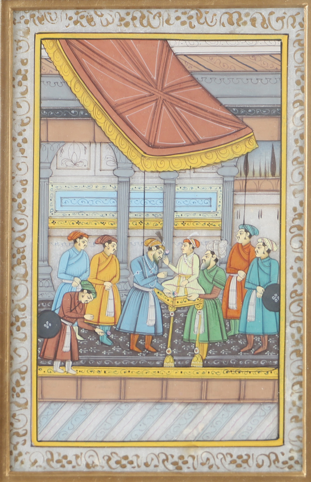 OIDENTIFIERAD KONSTNÄR. Orientalisk scen, måleri på marmor, 1900-tal.