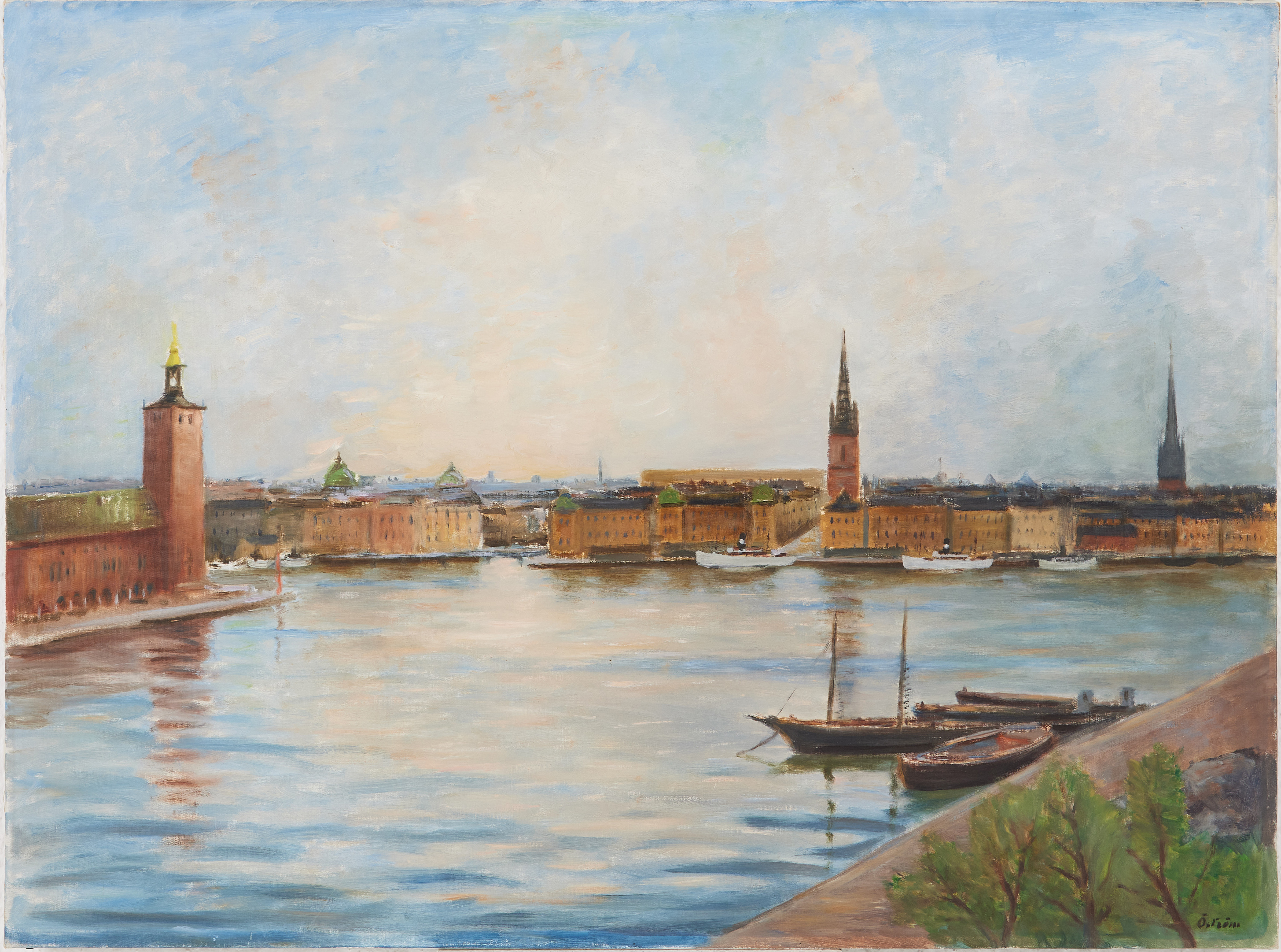 FOLKE ÖSTRÖM (1892-1974). Riddarfjärden, olja på duk.