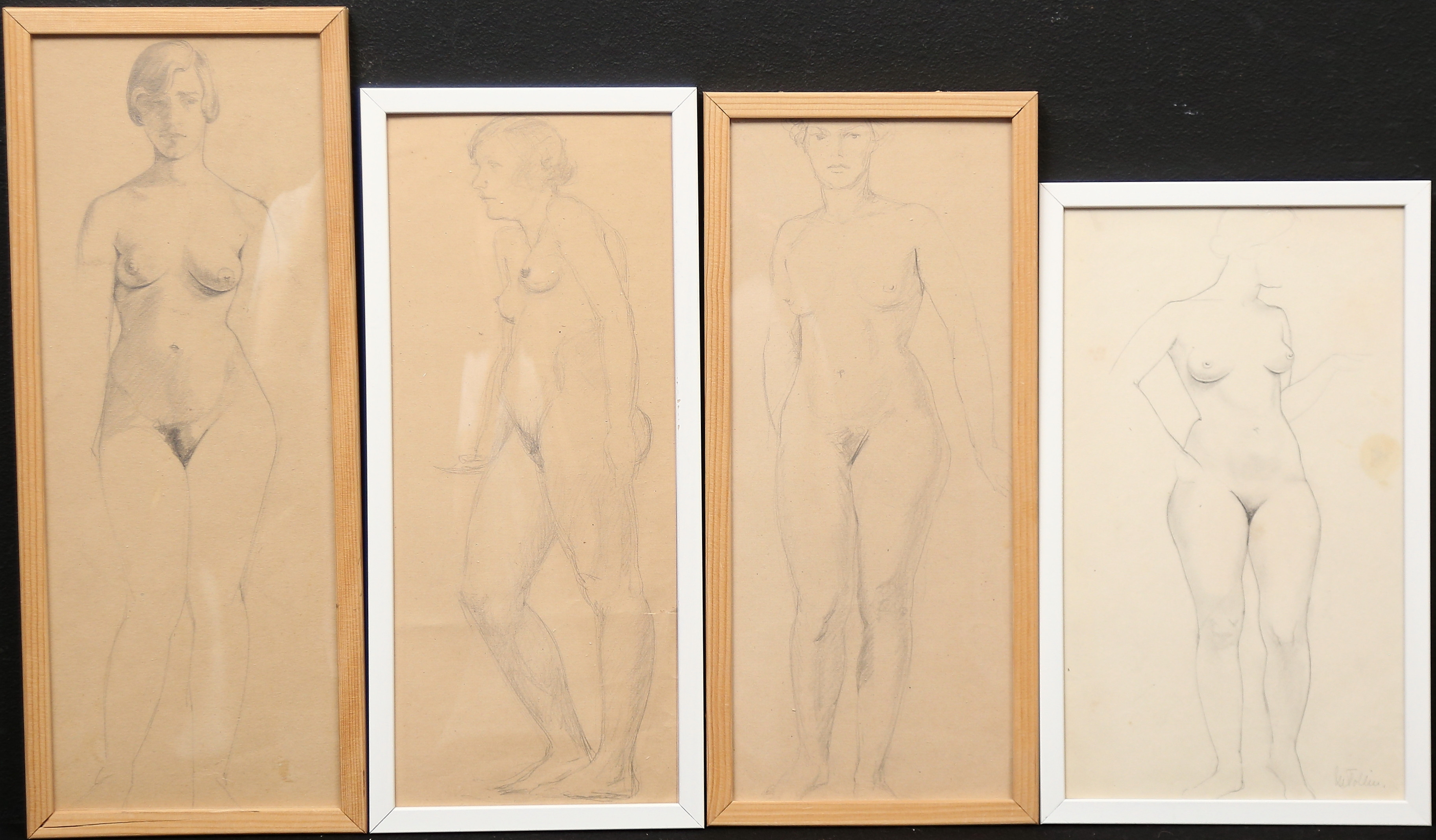 MARY-ANN TOLLIN-VERDE. teckningar, nakestudie, 4 st.