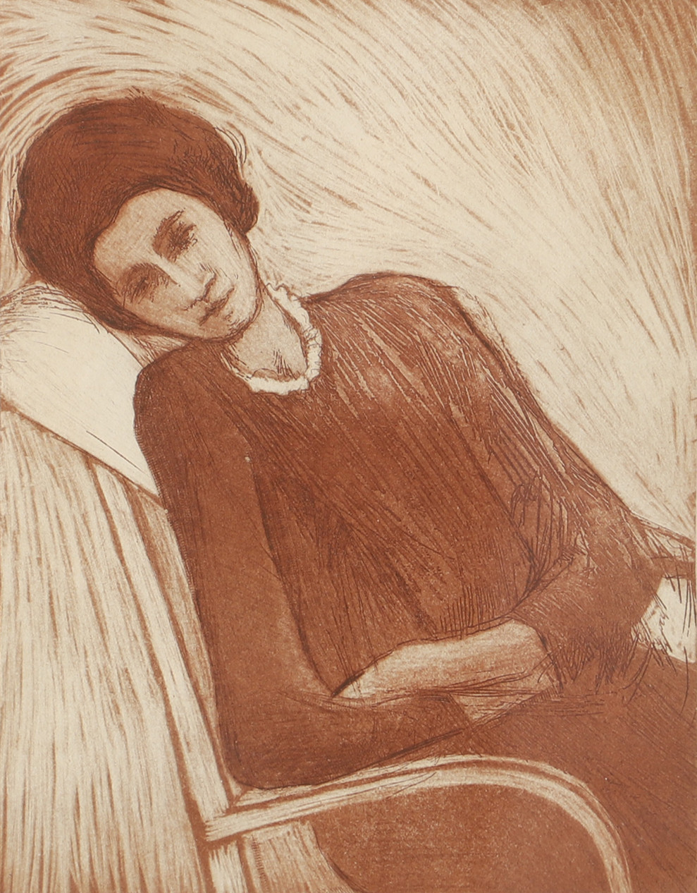 OIDENTIFIERAD KONSTNÄR. Sittande kvinna, litografi, signerad Svend Lindström.