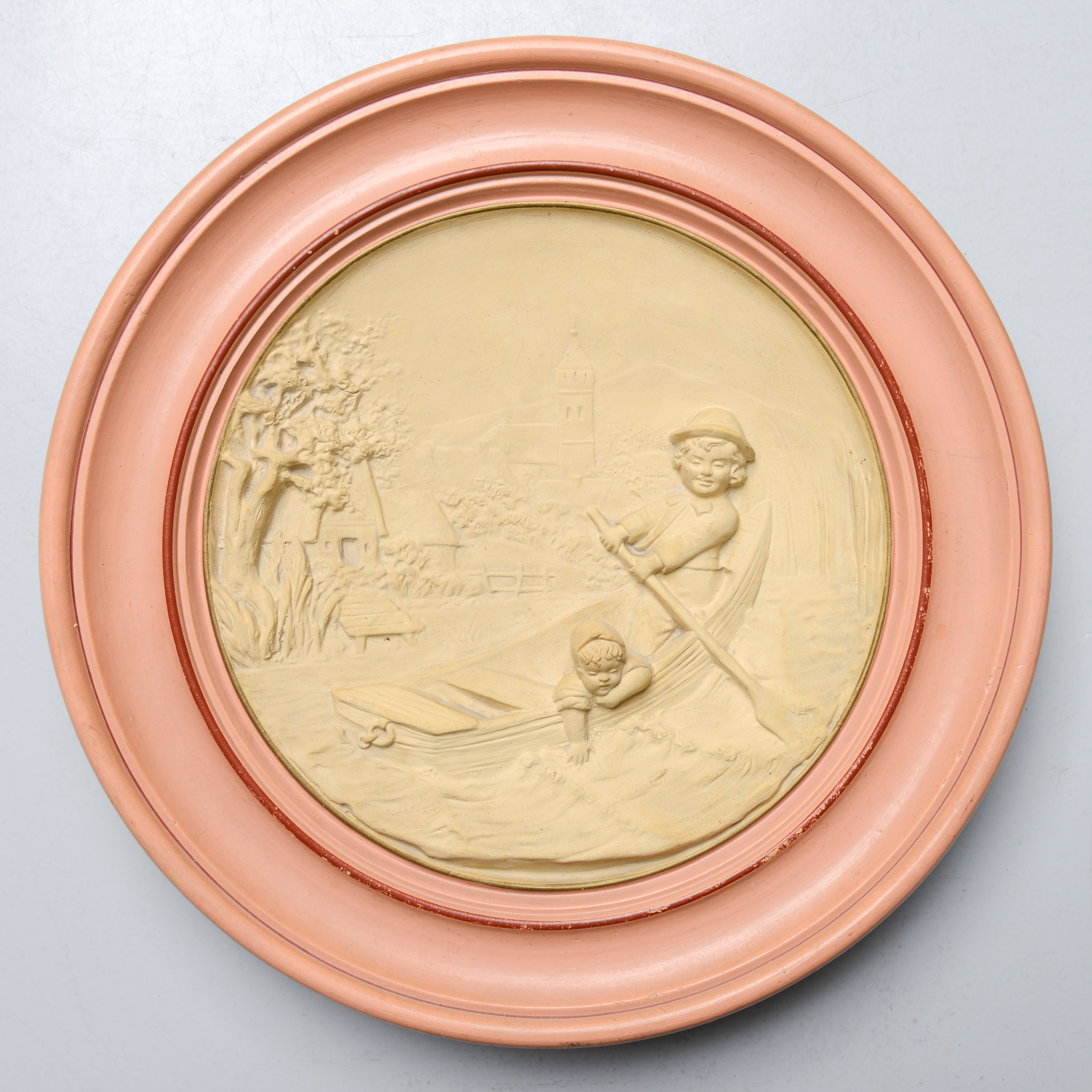 VÄGGPLAKETT, "Roddtur", modell 59, Upsala-Ekeby, 1890-tal.