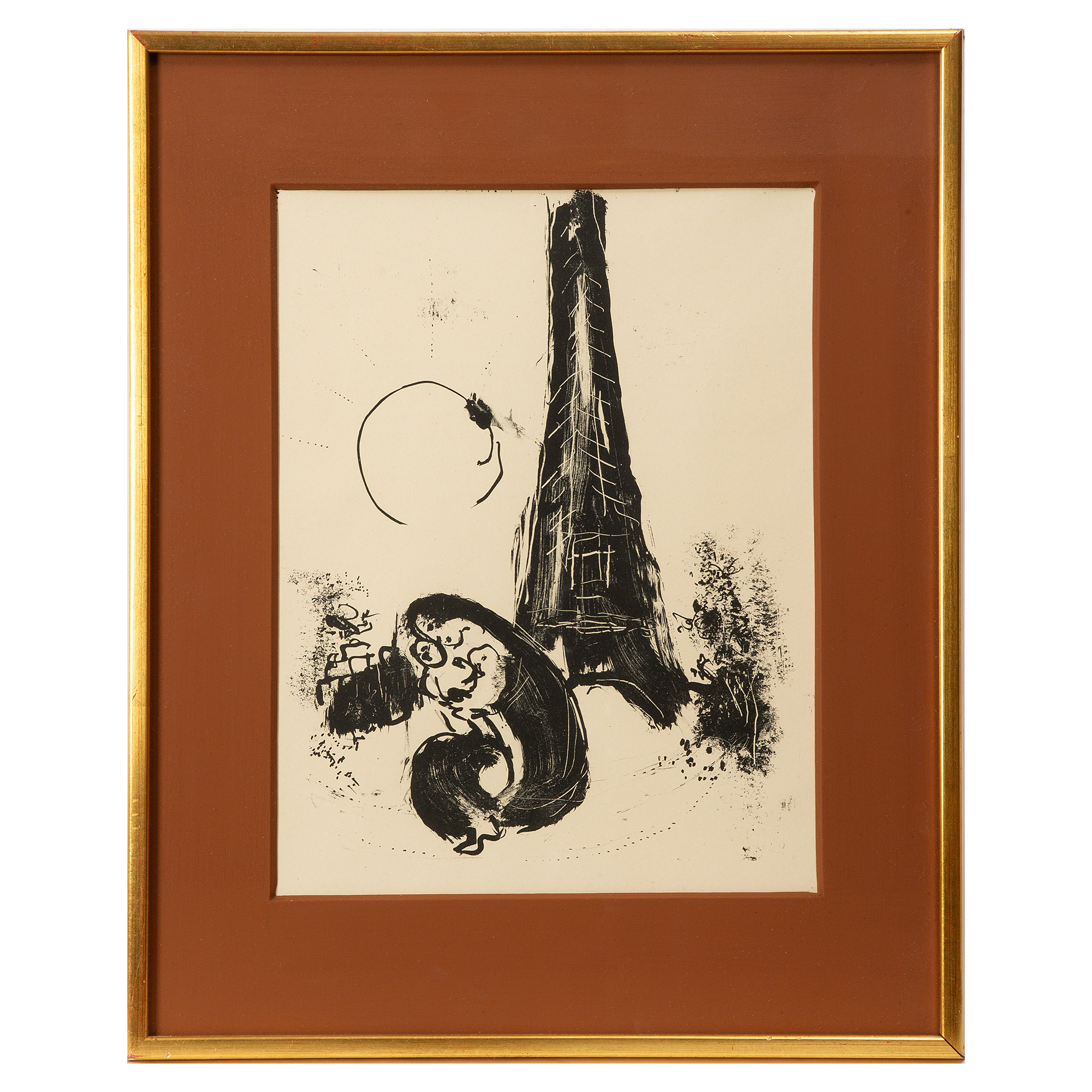 MARC CHAGALL. ”Mere et enfant a la Tour Eiffel”, litografi, 1954.