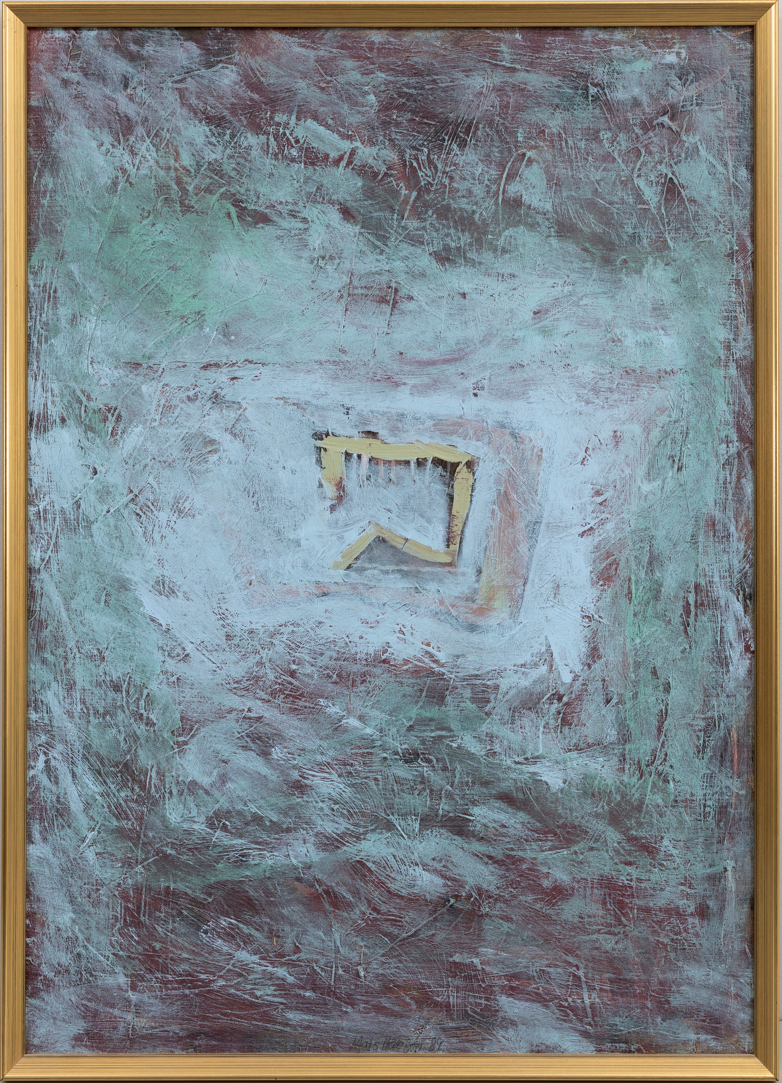 MATS HANSÉN. Komposition i blått, olja på duk, signerad och daterad, -89.