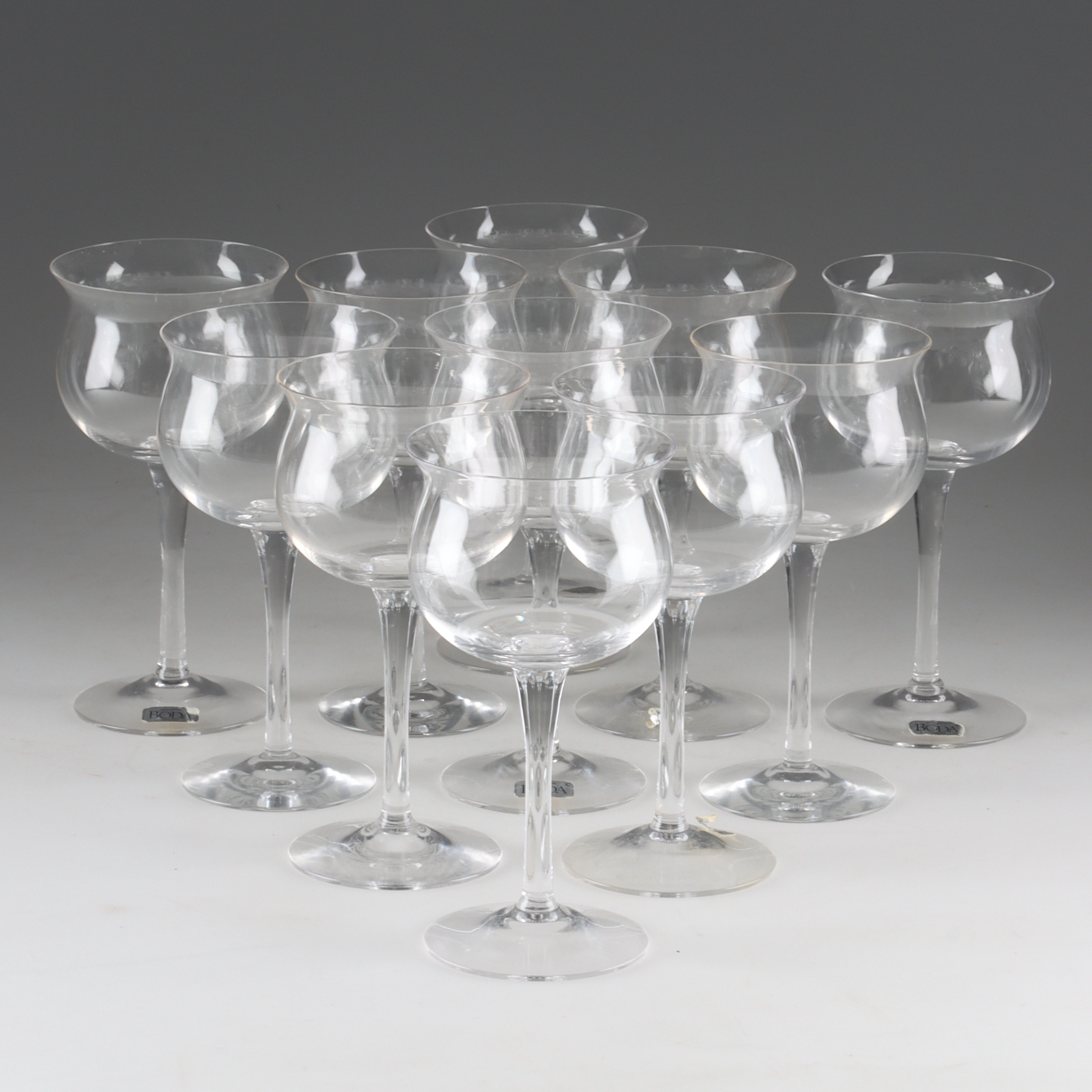 ARNE BRANZELL. Vinglas, 11 st, glas, "Ann", Kosta Boda. 1900-tal.