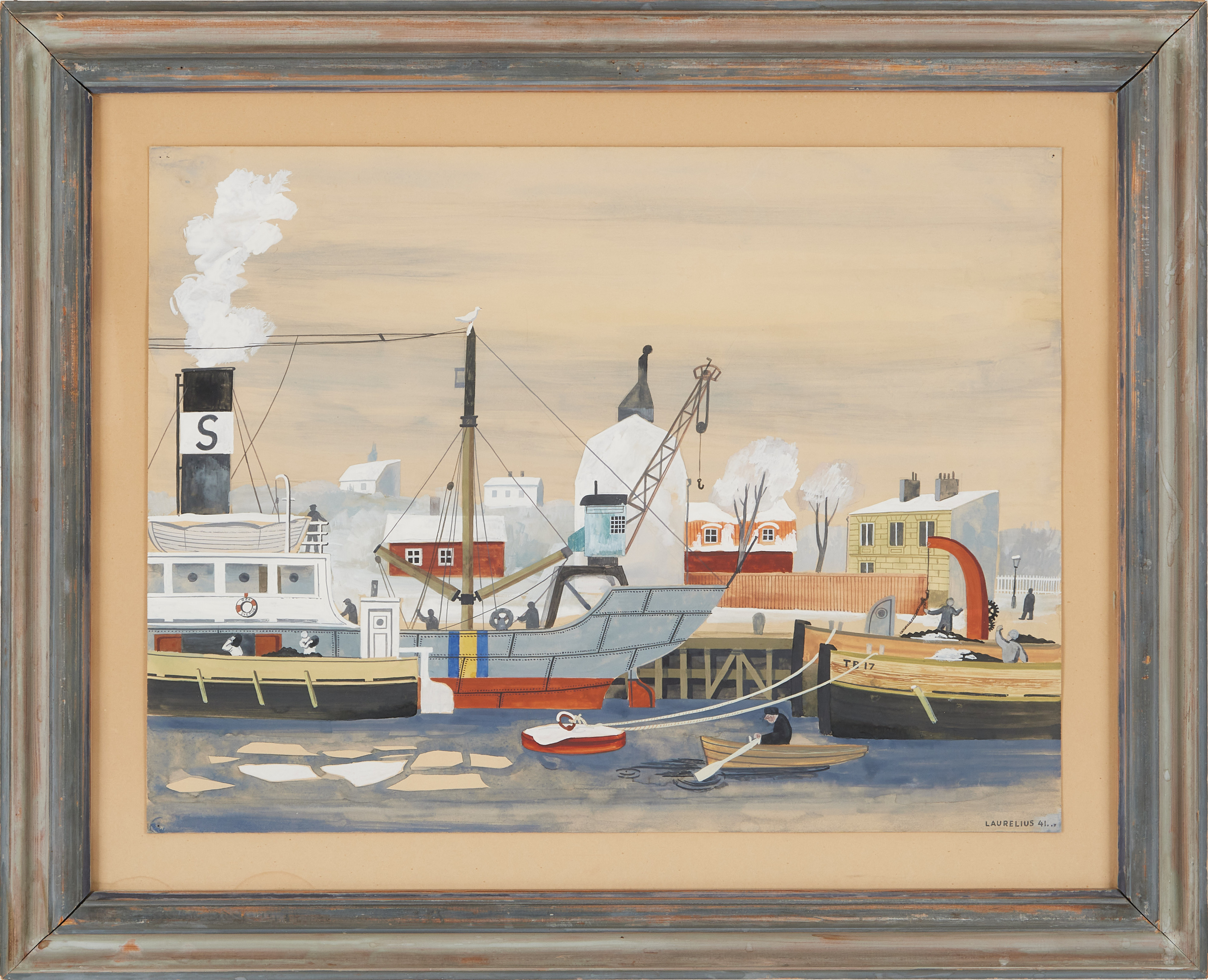 LARS-OLOV ”OLLE” LAURELIUS (1918-1975). "Från Hammarbykanalen", gouache.