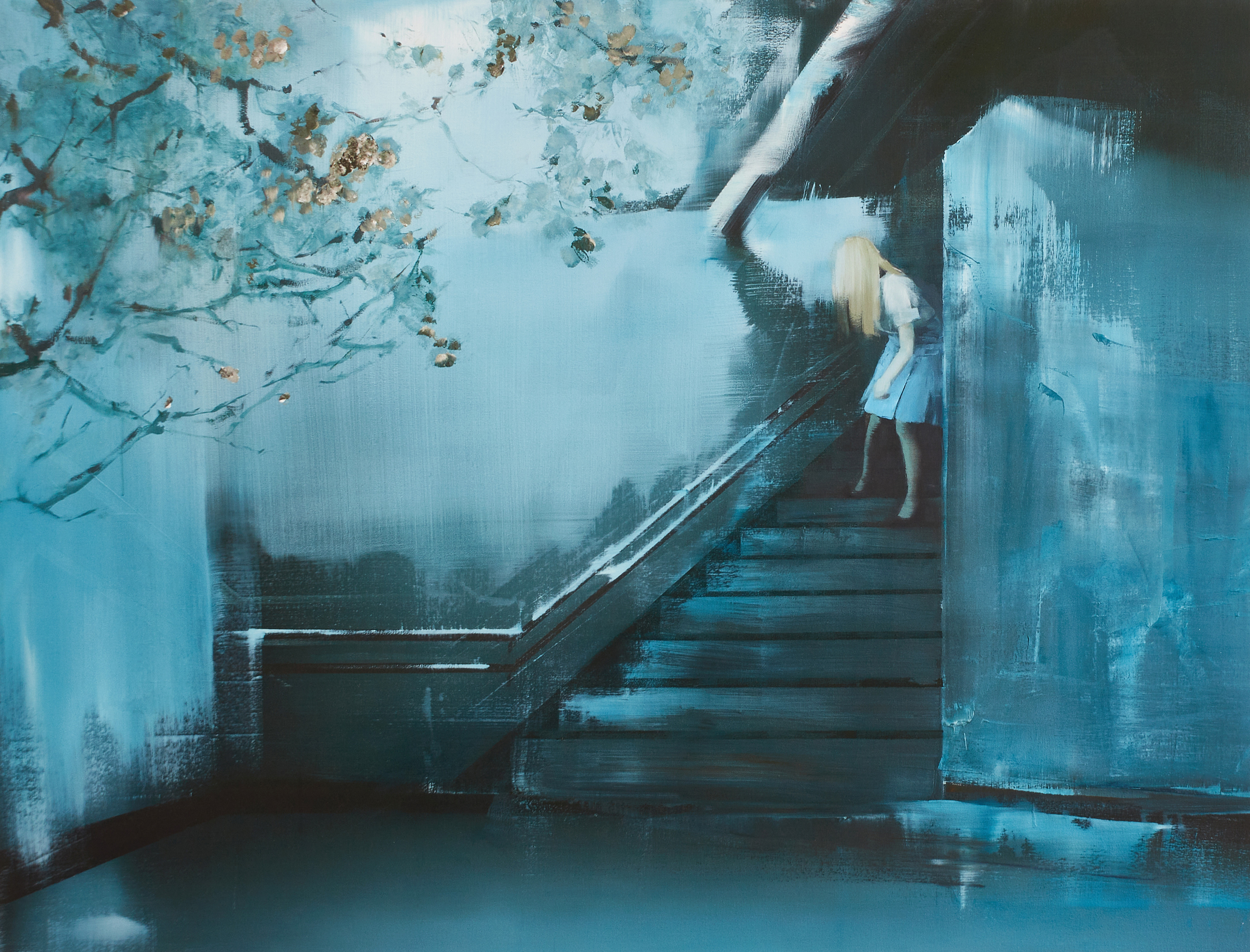 TIINA HEISKA (Finland, född 1959). "One April Morning (Down the Stairs)", nr. 11 ur sviten Grandmother’s House Part I, signerad, numrerad 4/90, giclée.