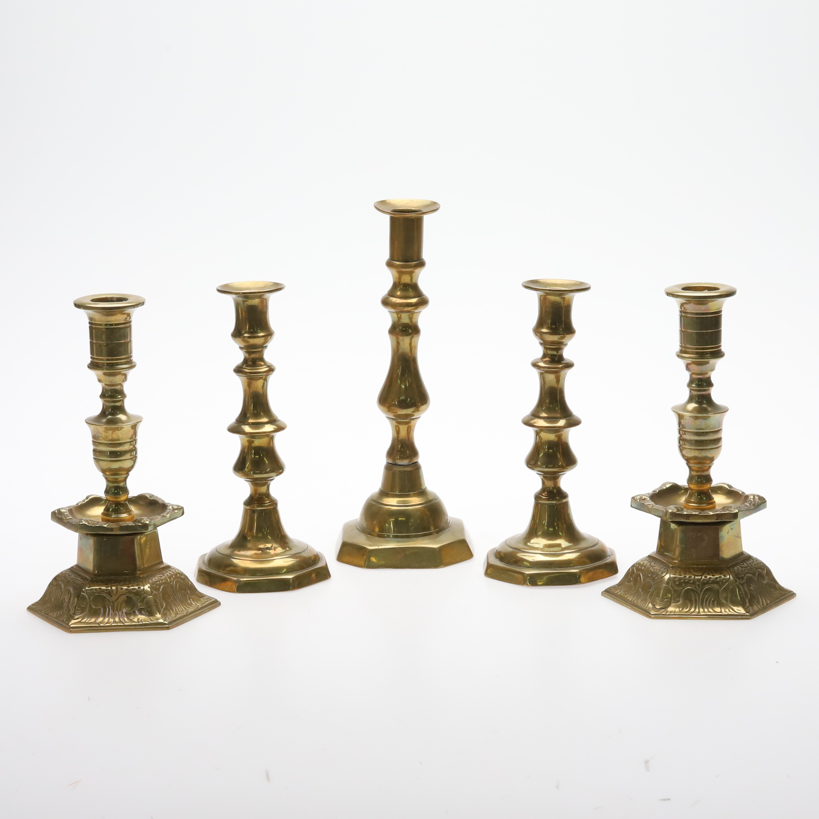 LJUSSTAKAR, 5 st, mässing.