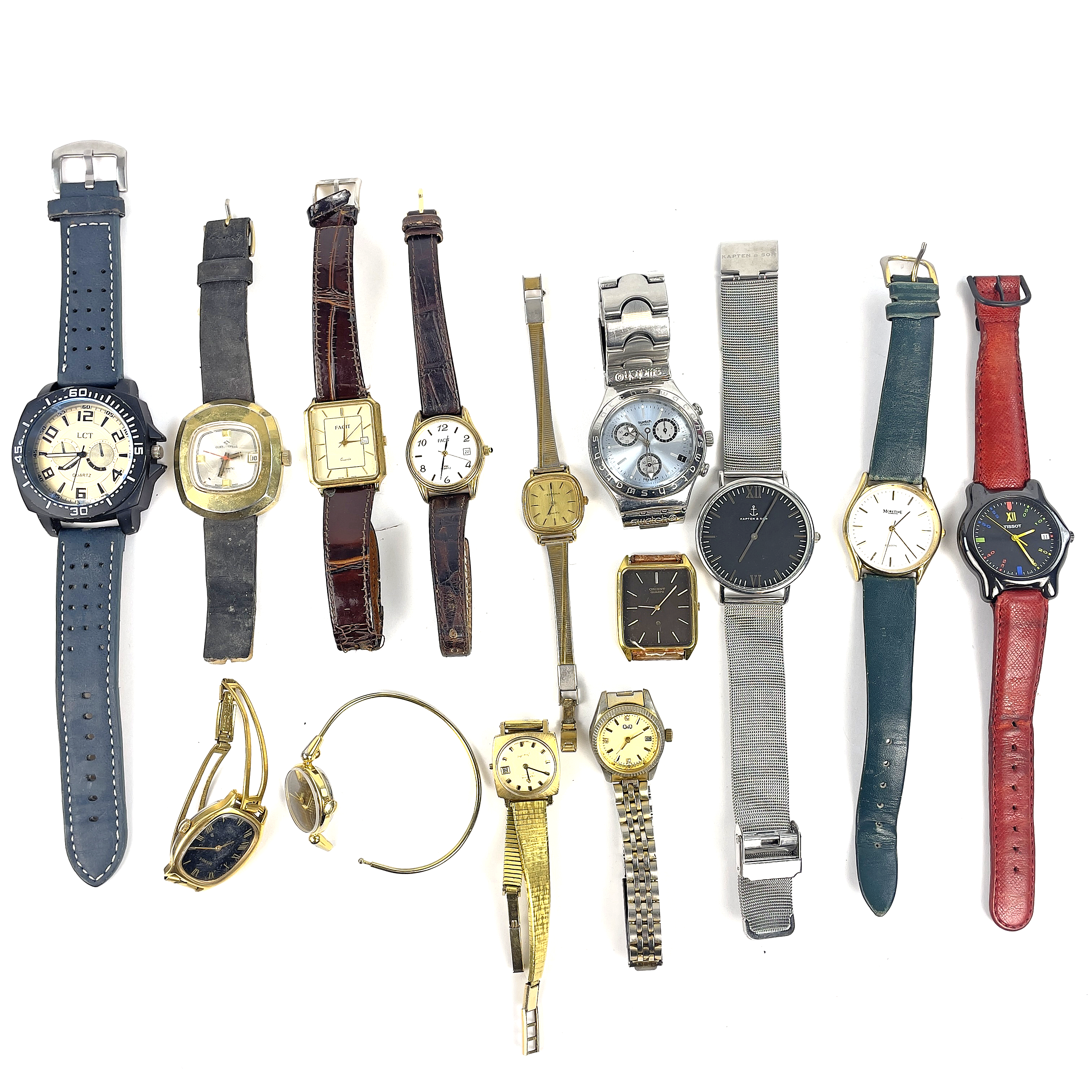 PARTI ARMBANDSUR, 14 st, bl.a. Certina, Tissot, Continental, majoriteten quartz.