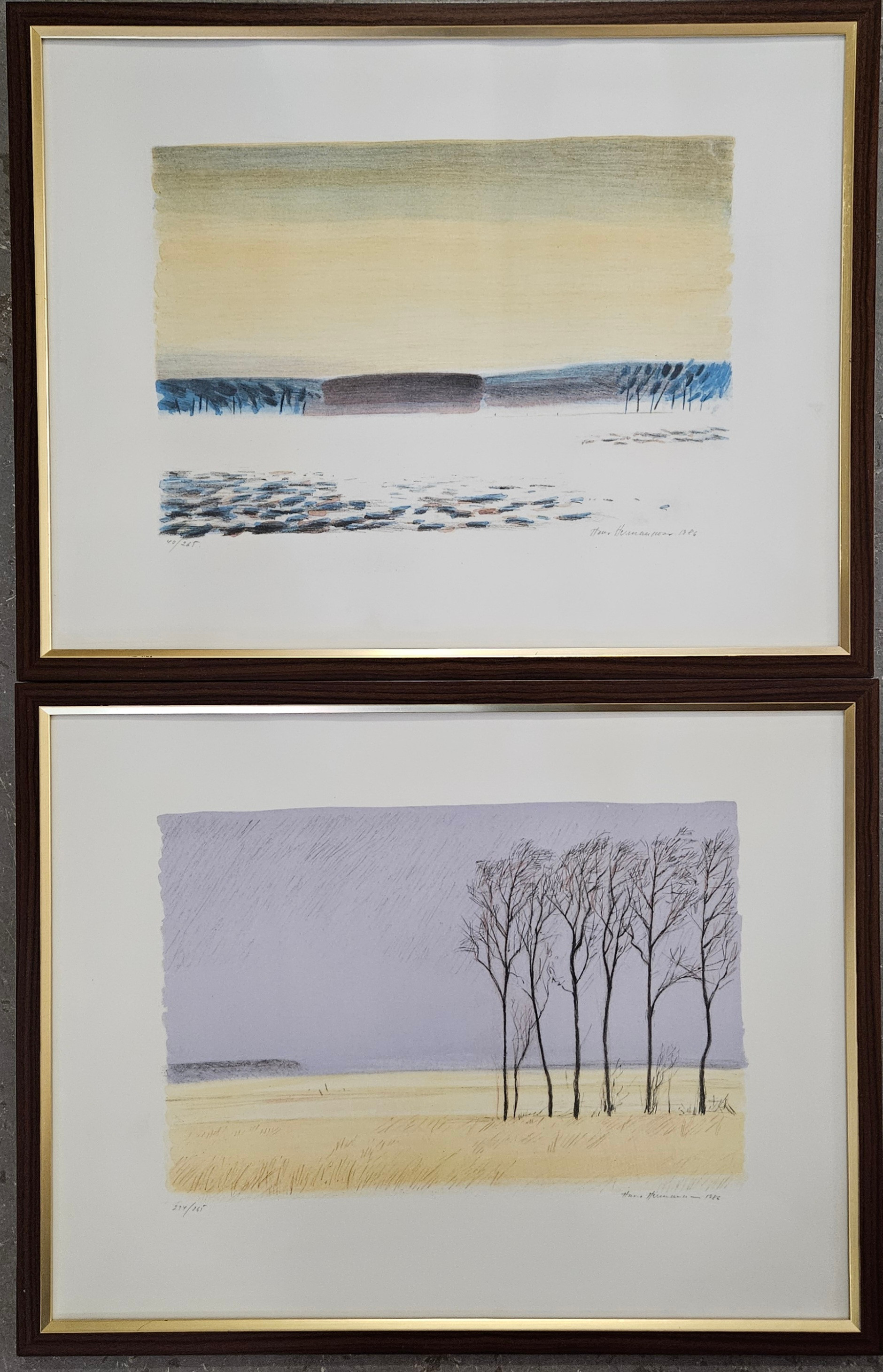 HANS HERMANSSON. Färglitografier, 2 st, signerade, numrerade 40/265, 254/265 och daterade 1986.