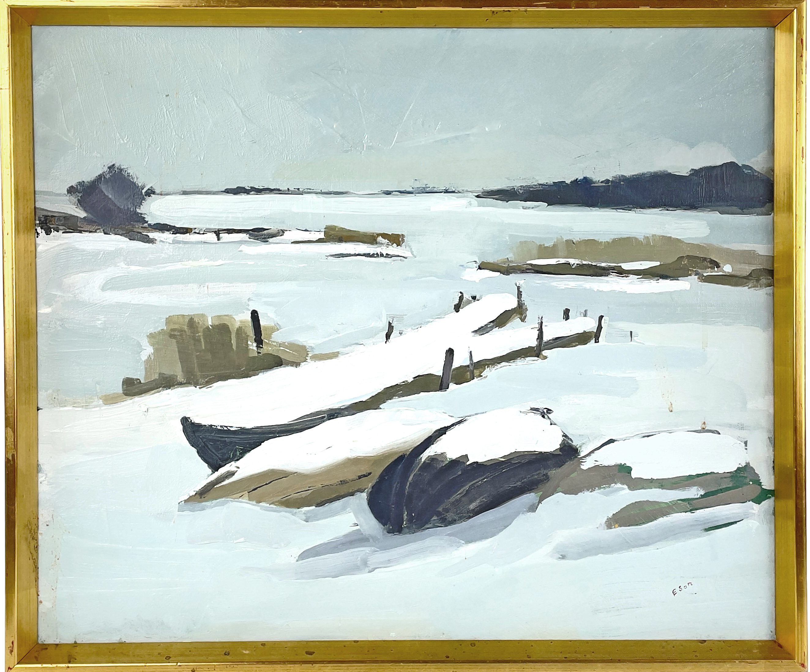 ERIK "ESON" SVENSSON. Vinterlandskap, olja på duk, signerad ESon.