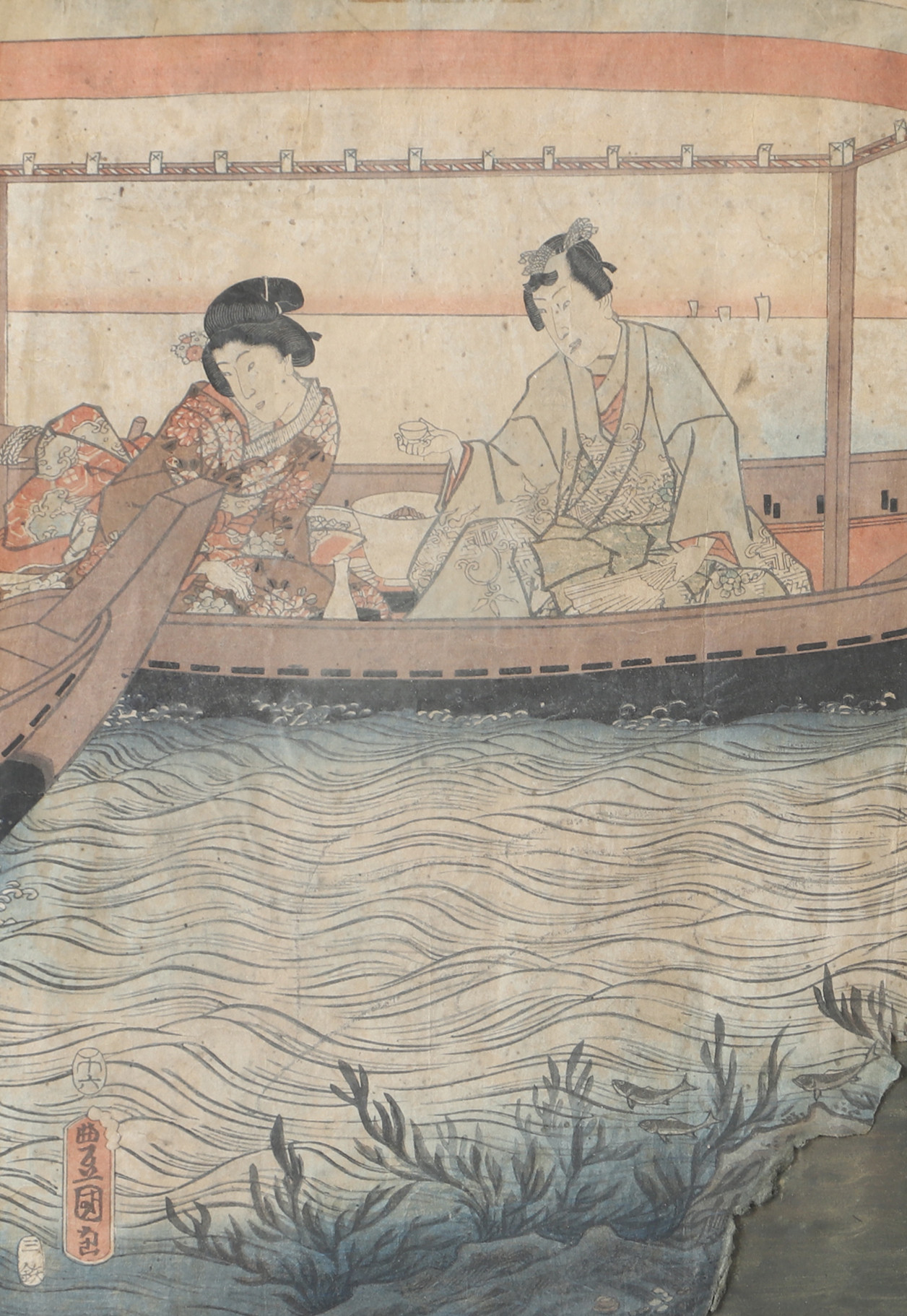 UTAGAWA KUNISADA "TOYOKUNI III". TILLSKRIVEN. Träsnitt, inramad.