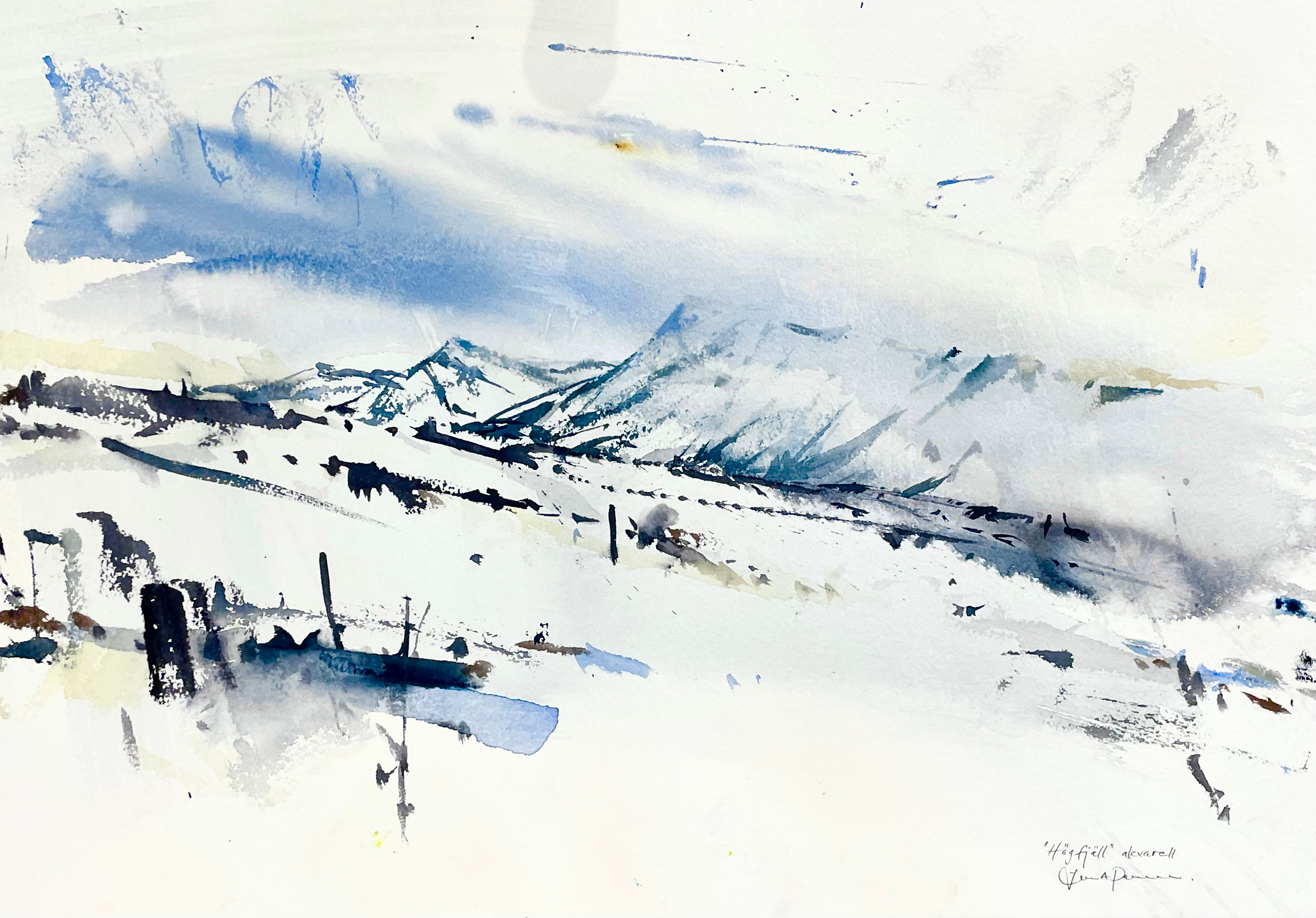 LARS A PERSSON. Akvarell på papper "Högfjäll" Signerad.