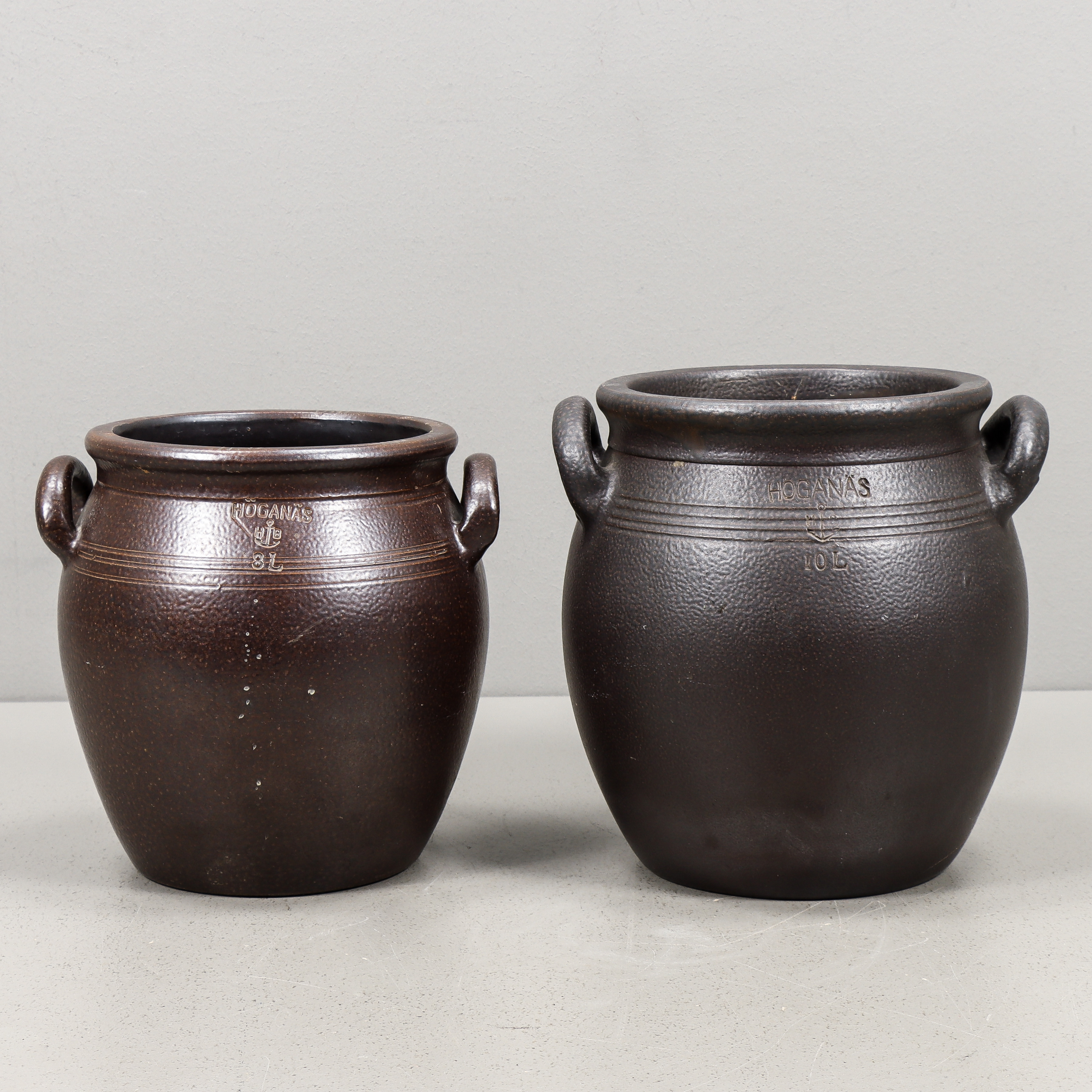 KRUKOR stengods, Höganäs, 8 och 10 liter.