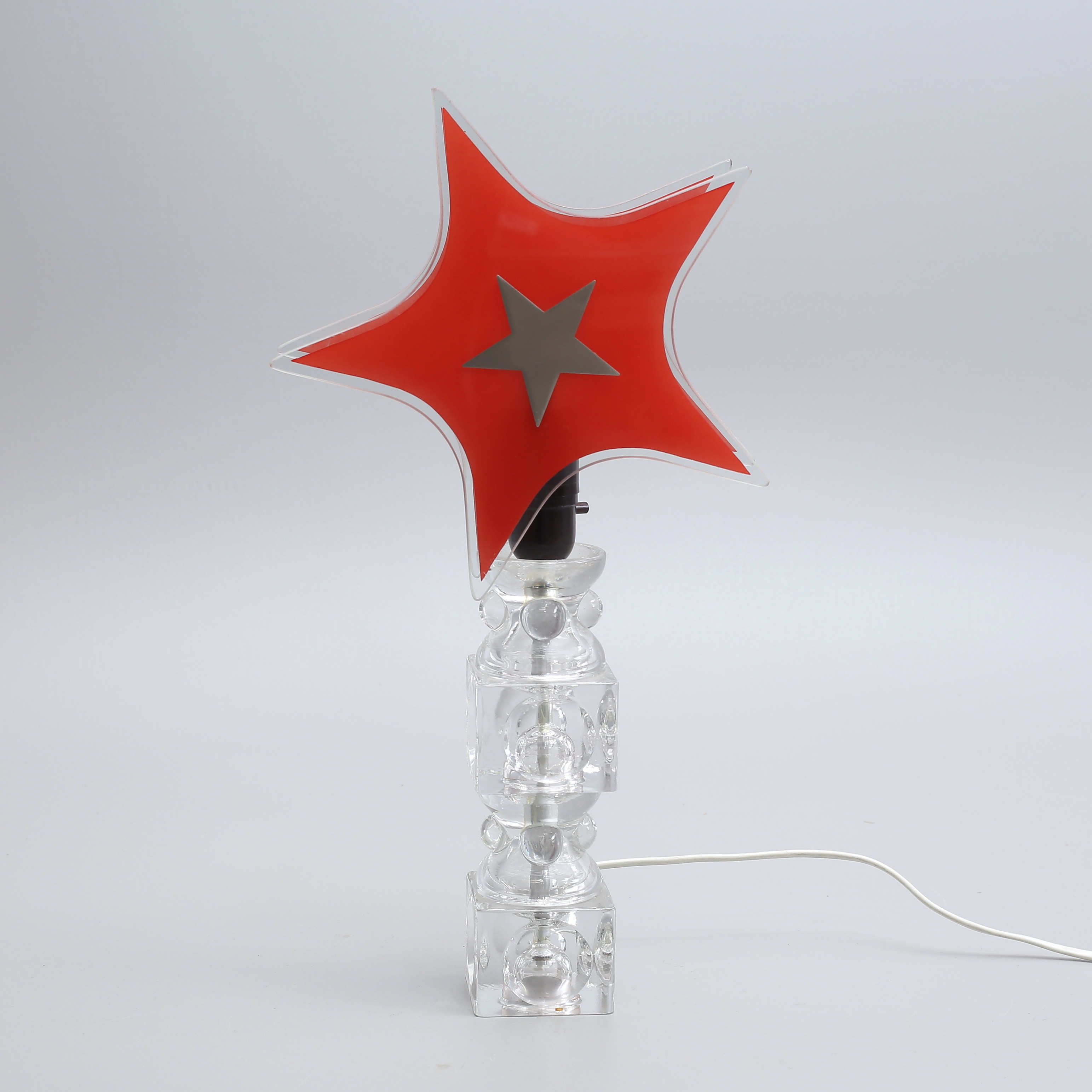 GERT NYSTRÖM. Bordslampa, glas med adventsstjärna, Hyllinge, 1900-talets andra hälft.