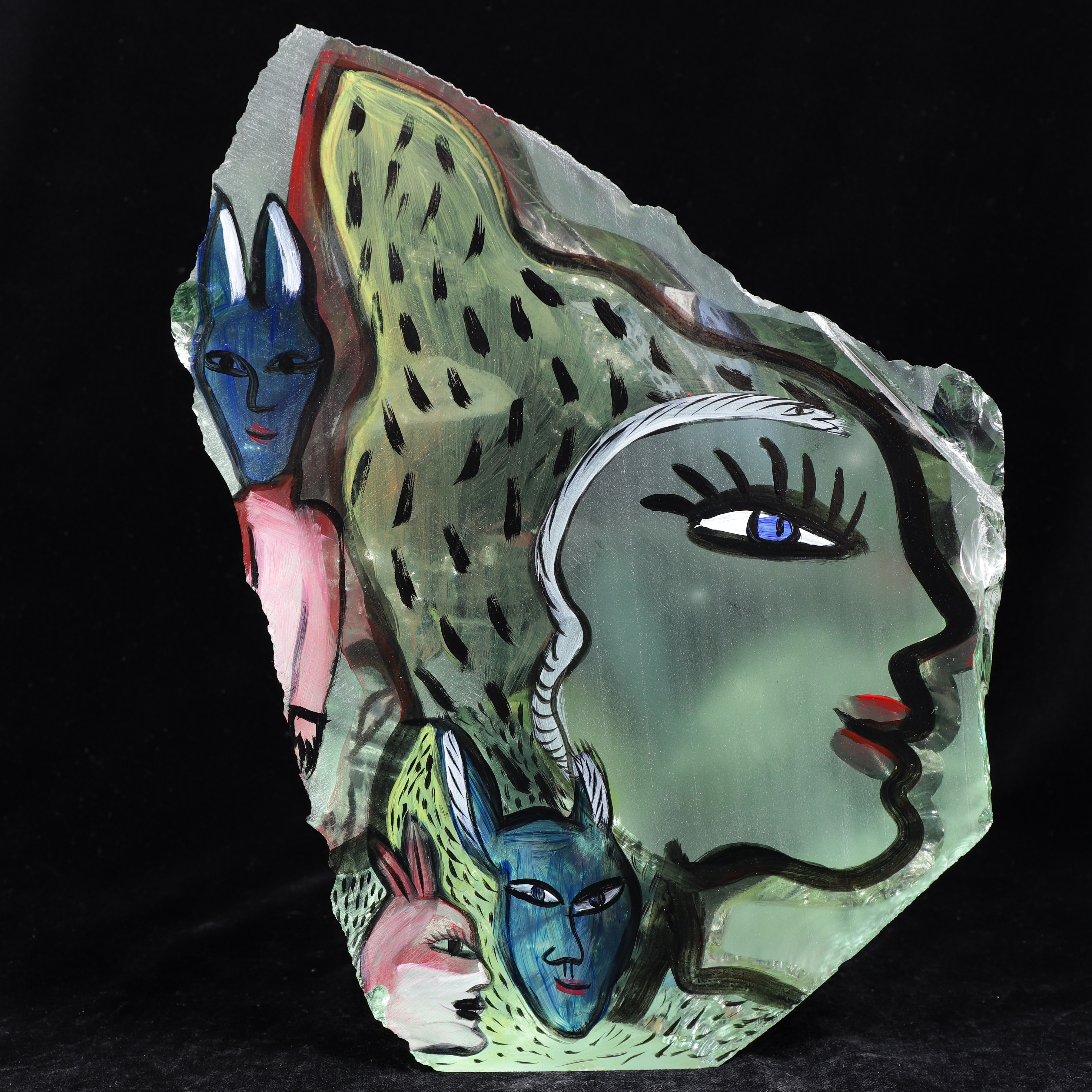 ULRICA HYDMAN-VALLIEN. Skulptur, glasblock, Kosta Boda, signerad.
