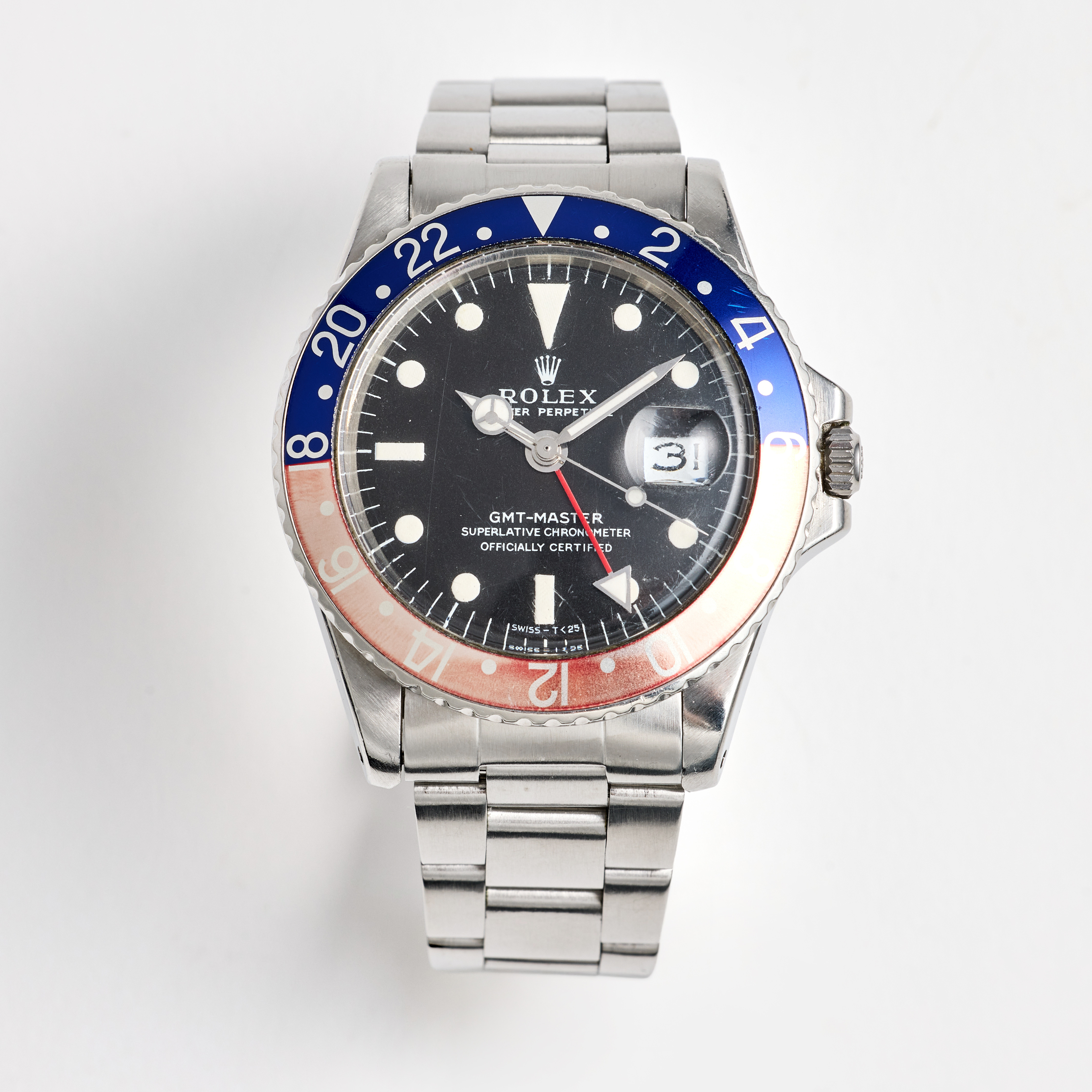ROLEX, Oyster Perpetual, GMT-Master, "Pepsi", armbandsur, 40 mm, stål, ca 1970.