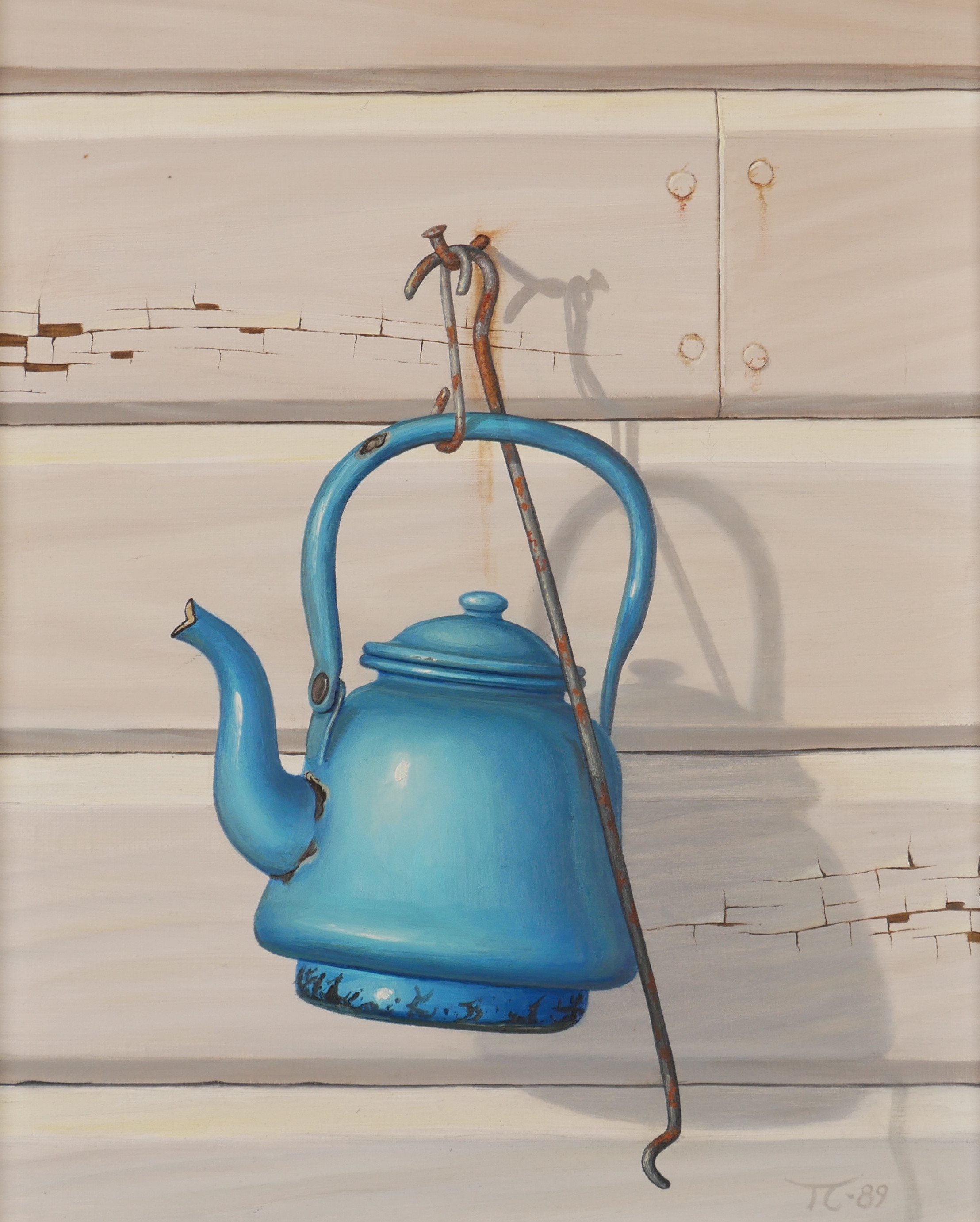 TOMMY CARLSSON. "På spiken", olja på duk, signerad TC-89.