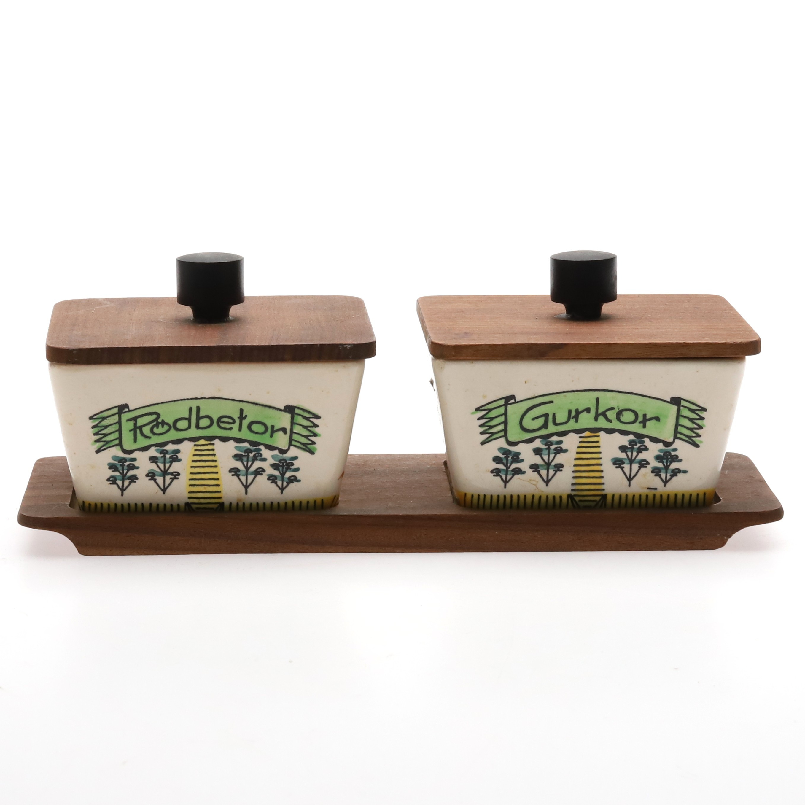 BURKAR med TRÄLOCK på Träbricka, 2 st, design Georg Wide, DECO, Hälsingborg.