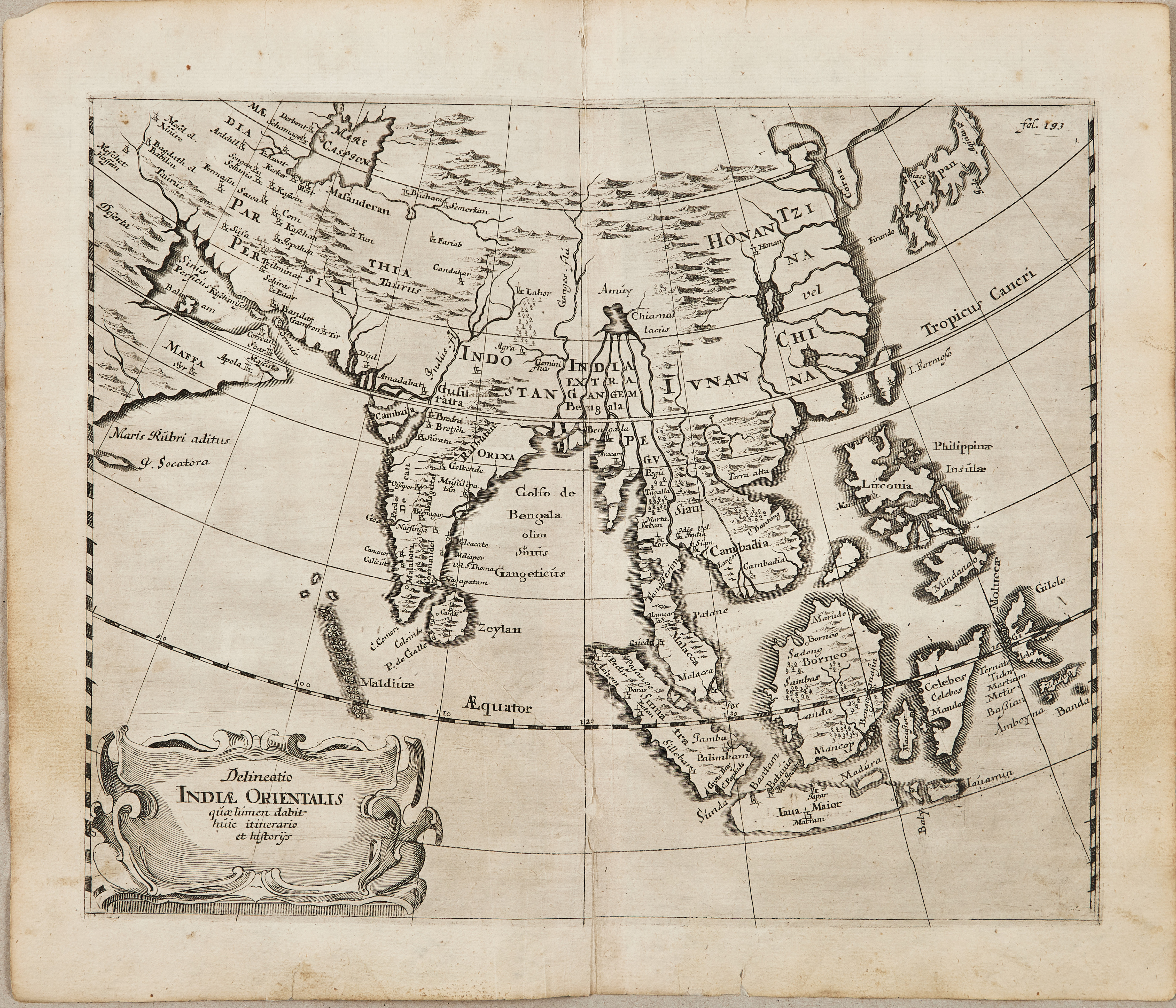MAP OF EAST ASIA, DELINEATIO INDIAE ORIENTALIS, c. 1660.
