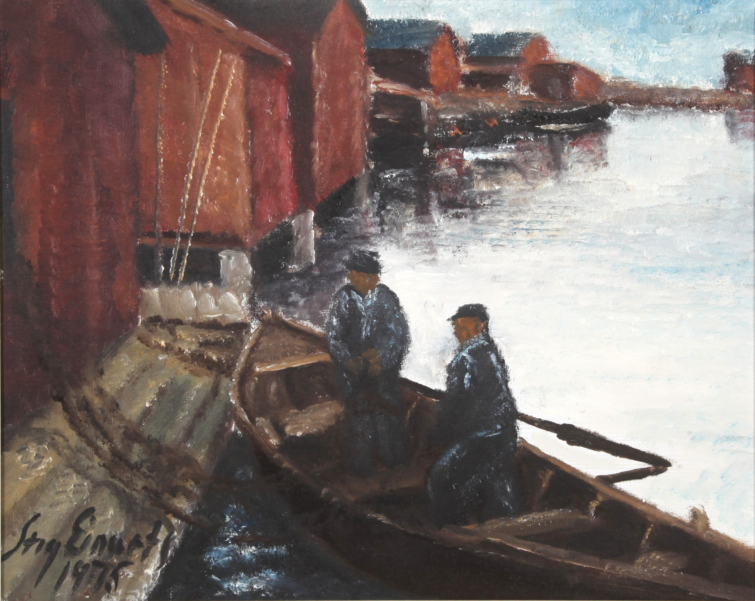 STIG EINARTS. 1931–2018. Olja på pannå, Kuggön, Bohuslän, 1975.