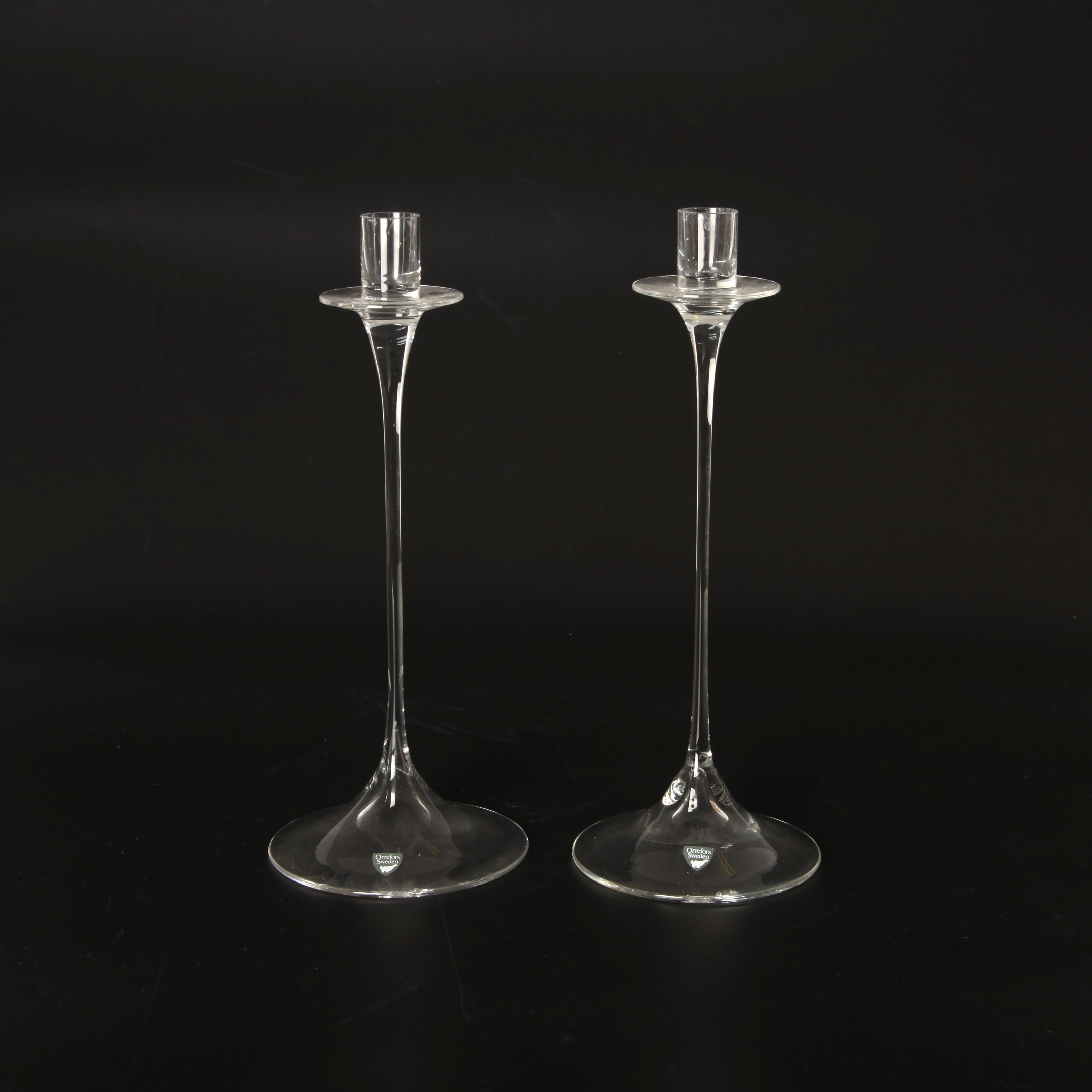 NILS LANDBERG. 1907-1991. Ljusstakar 1 par, Orrefors.