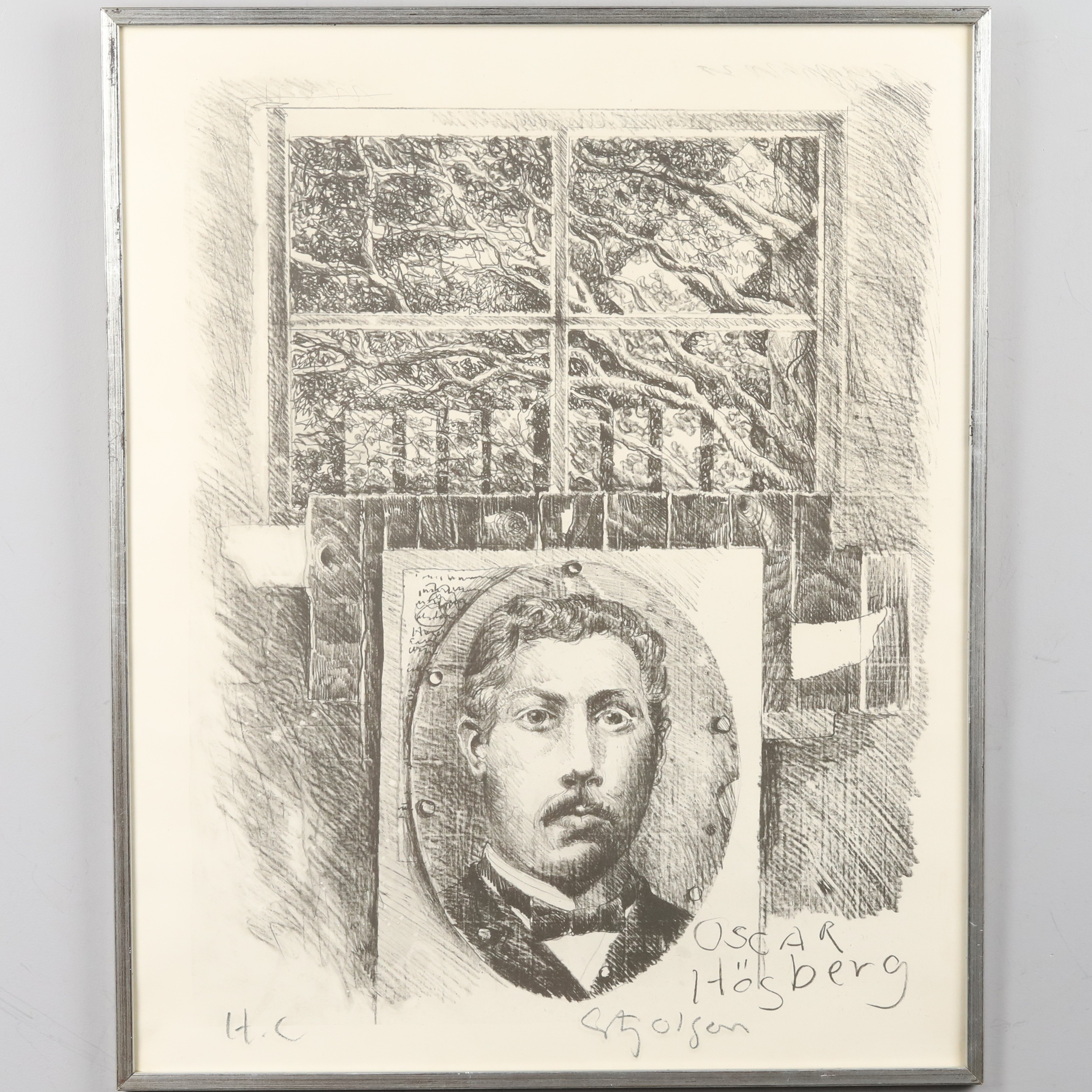 STIG OLSON. LITOGRAFI, "Oscar Högberg", Hors Commerce, signerad.
