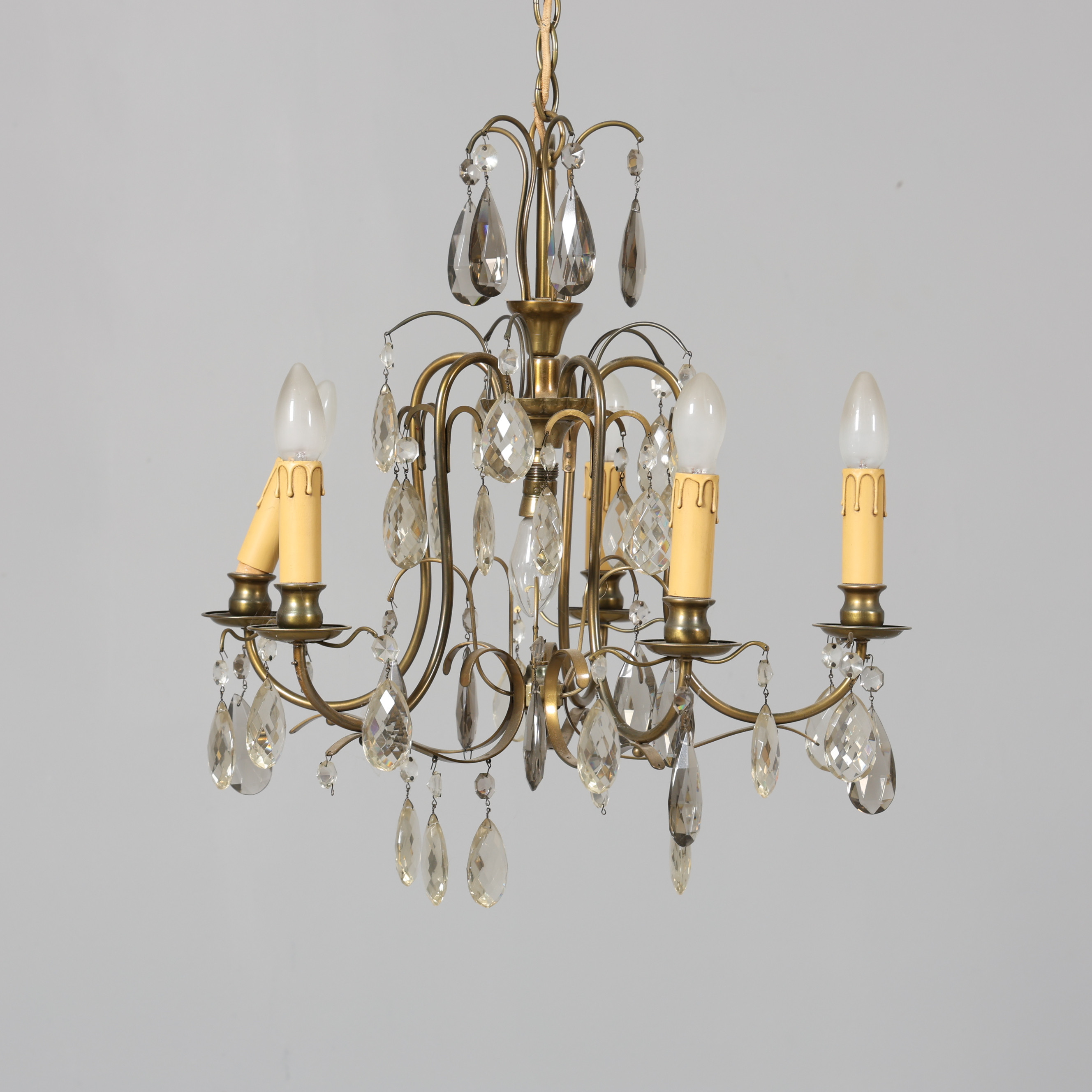 LJUSKRONA, barockstil, metall samt prismor, 1900-tal.