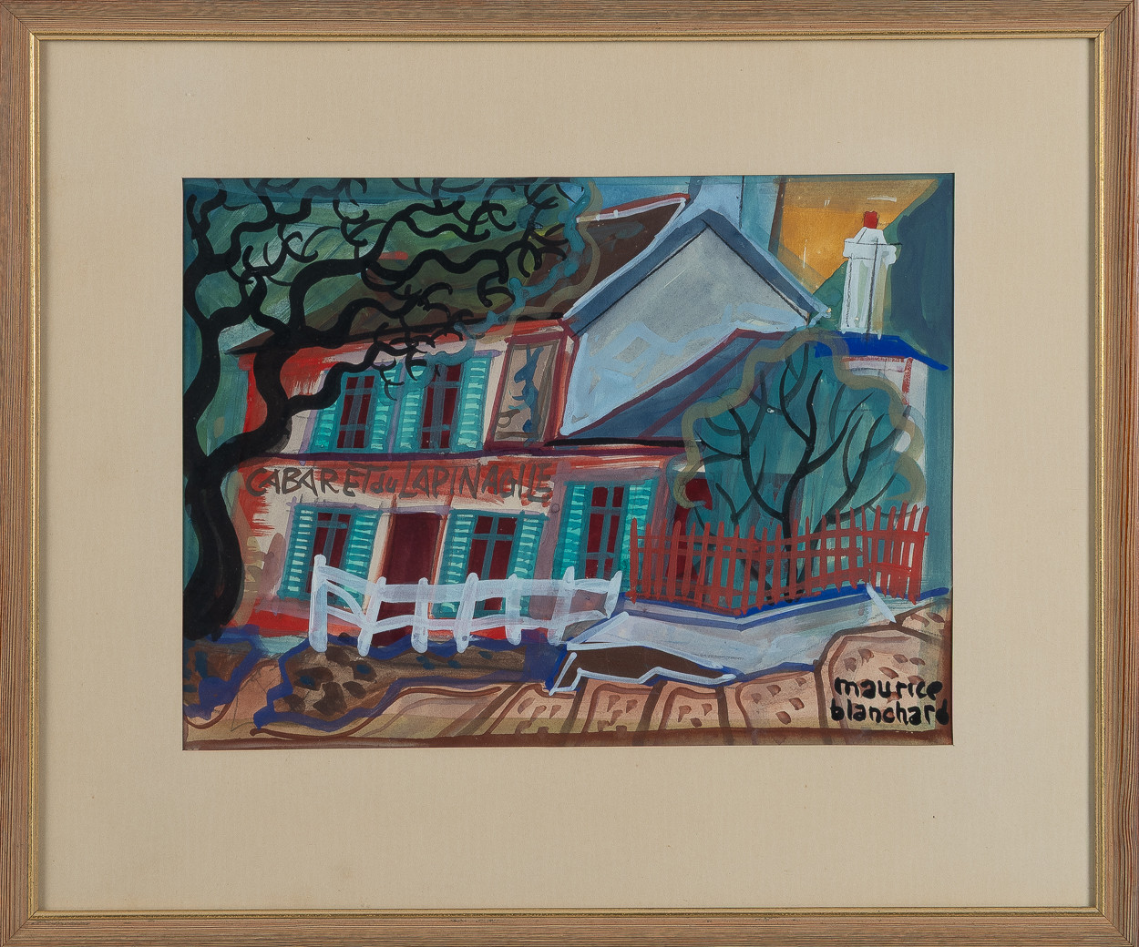 MAURICE BLANCHARD. "Cabaret du Lapinaque", akvarell på papper.