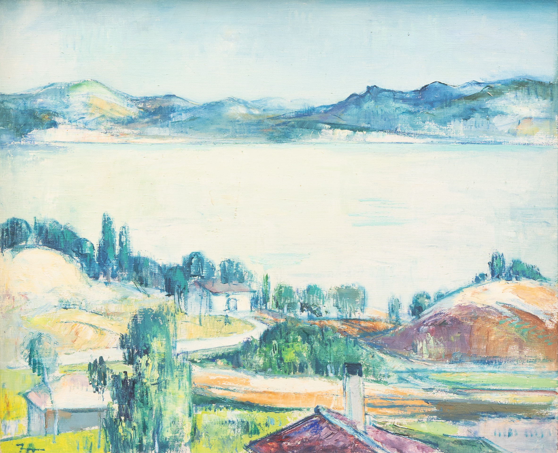 CECILIA ZINO. Sydländskt landskap, olja på duk, signerad.