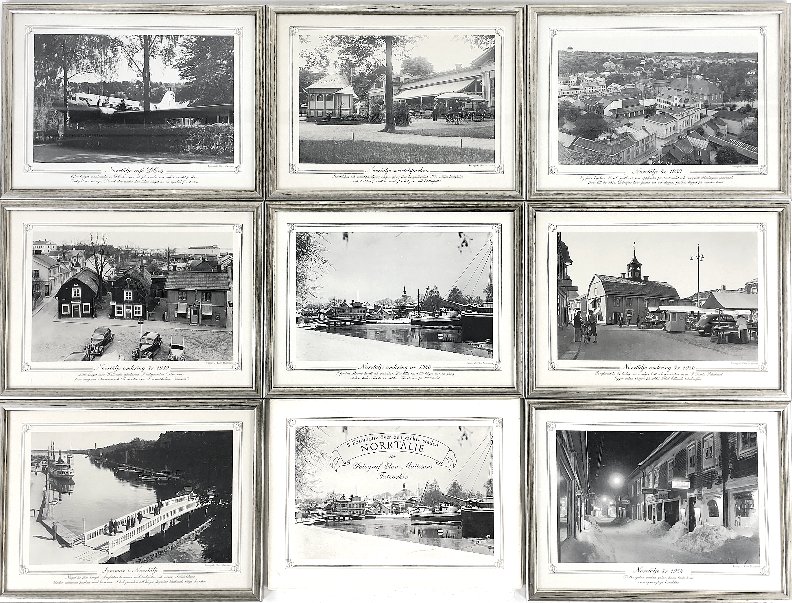 BILDER FRÅN NORRTÄLJE, 8 st, ur mappen "8 Fotomotiv över den vackra staden NORRTÄLJE", Fotograf Elov Mattsson (1905-1987). Mappen utgiven 1985, förlag Sten Flygare.