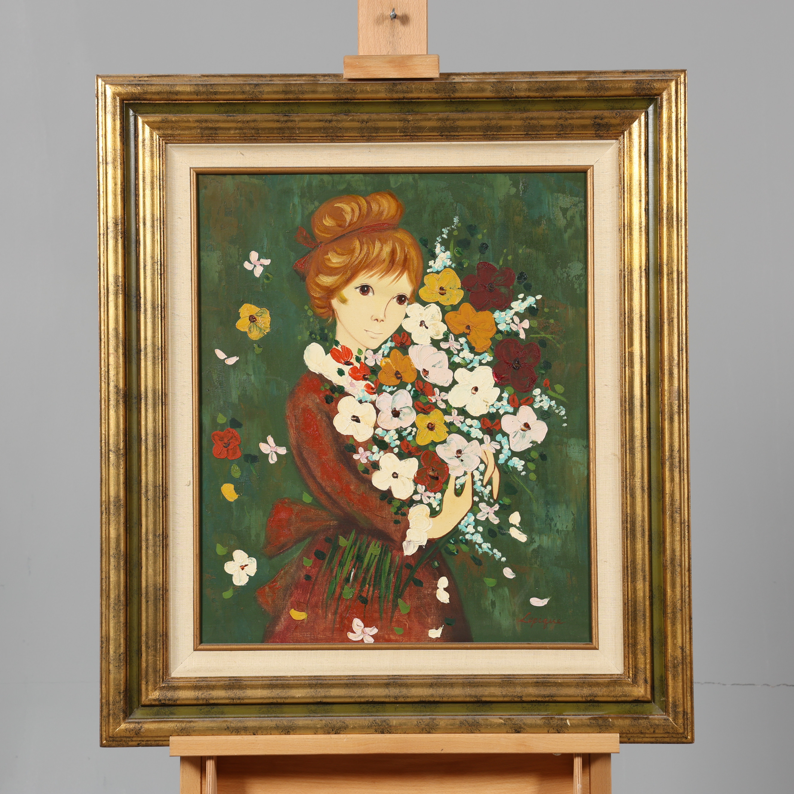 OIDENTIFIERAD KONSTNÄR. OLJA PÅ DUK, "Little miss sunshine" Signerad Lepique.