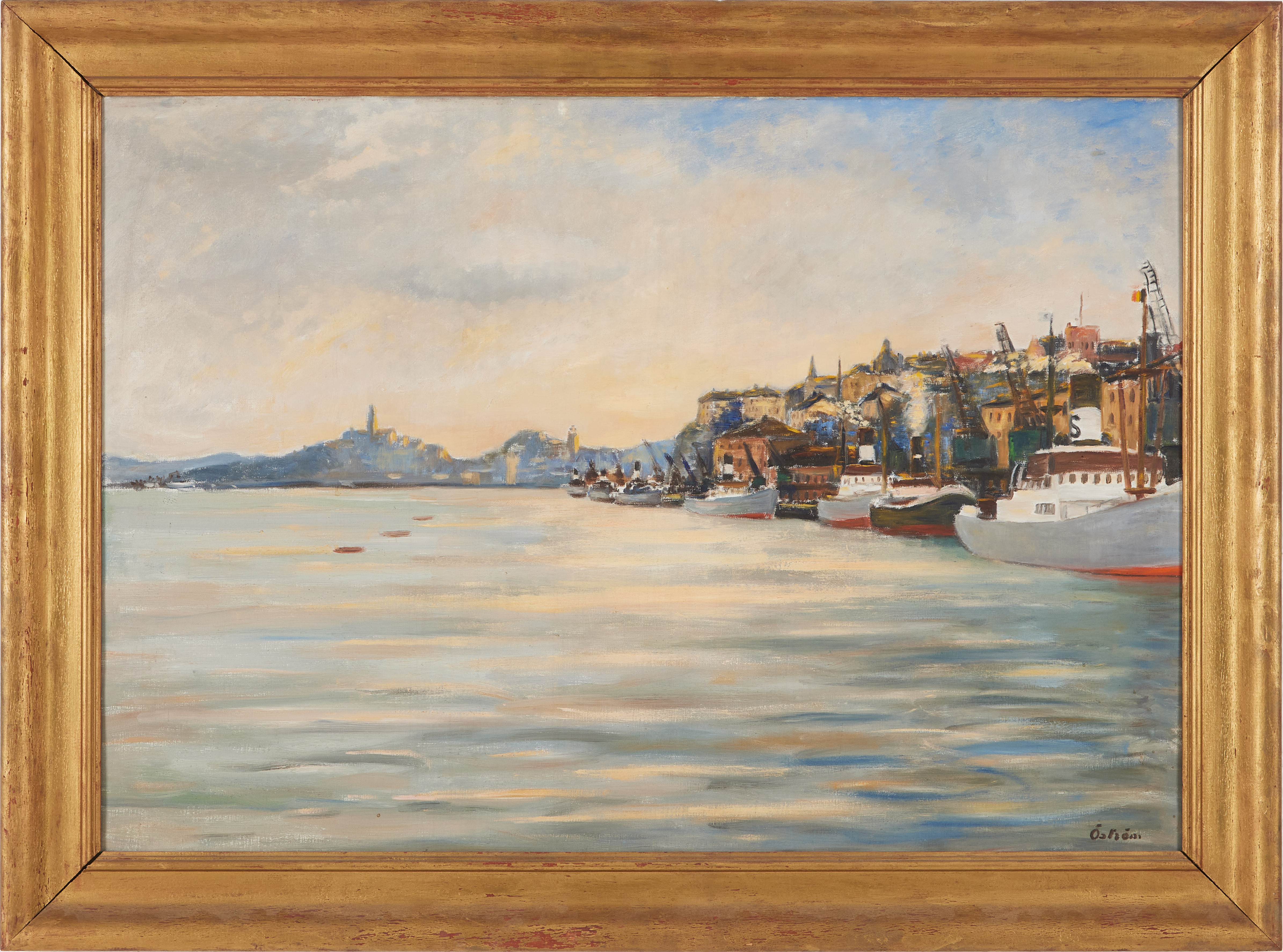 FOLKE ÖSTRÖM (1892-1974). Stadsgården Stockholm, olja på duk.