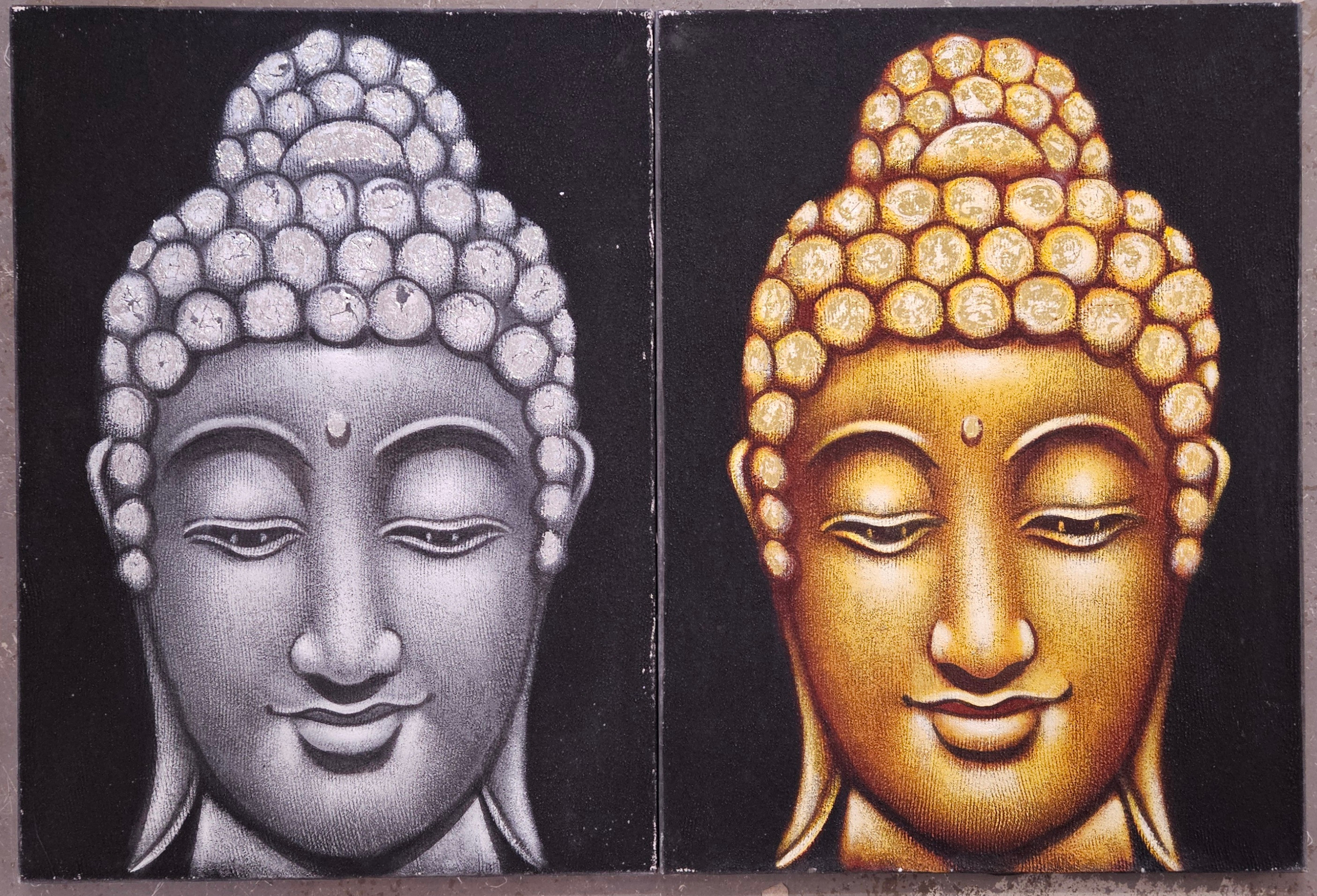 OKÄND KONSTNÄR. Buddha. Blandteknik, 2 st, osignerade.