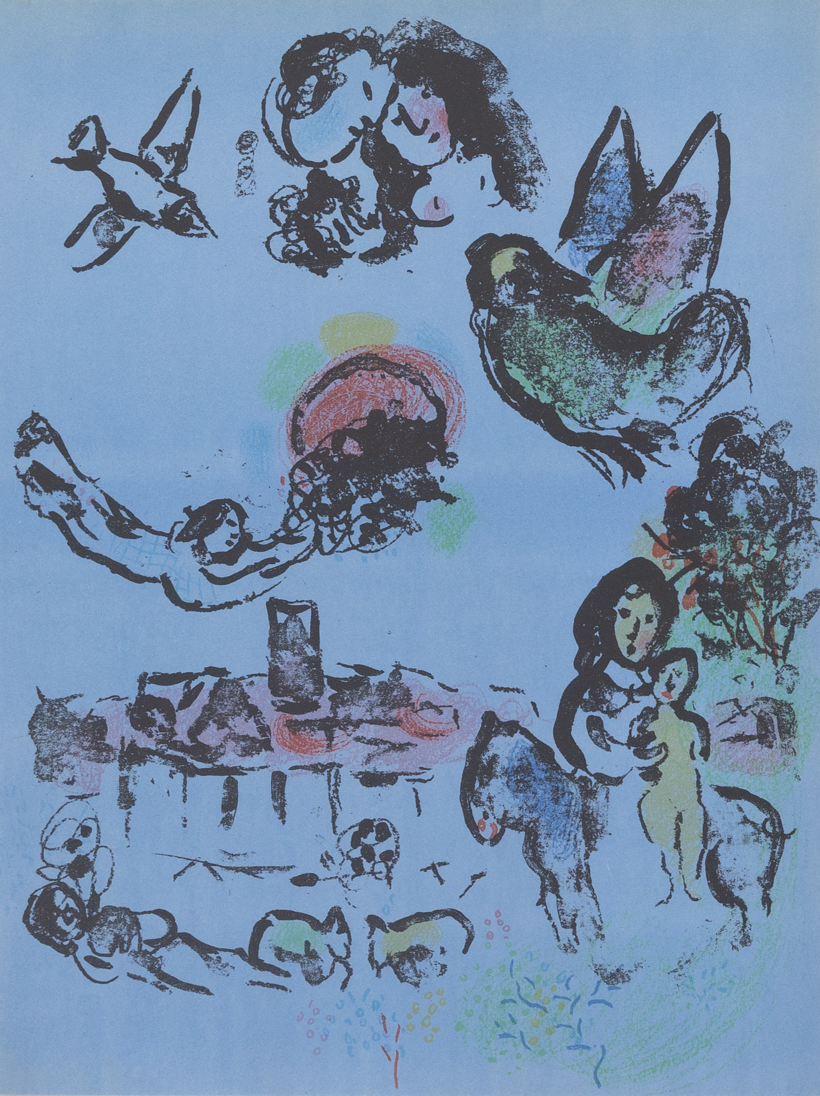 MARC CHAGALL. "Nocturne á Vence", litografi, osignerad.