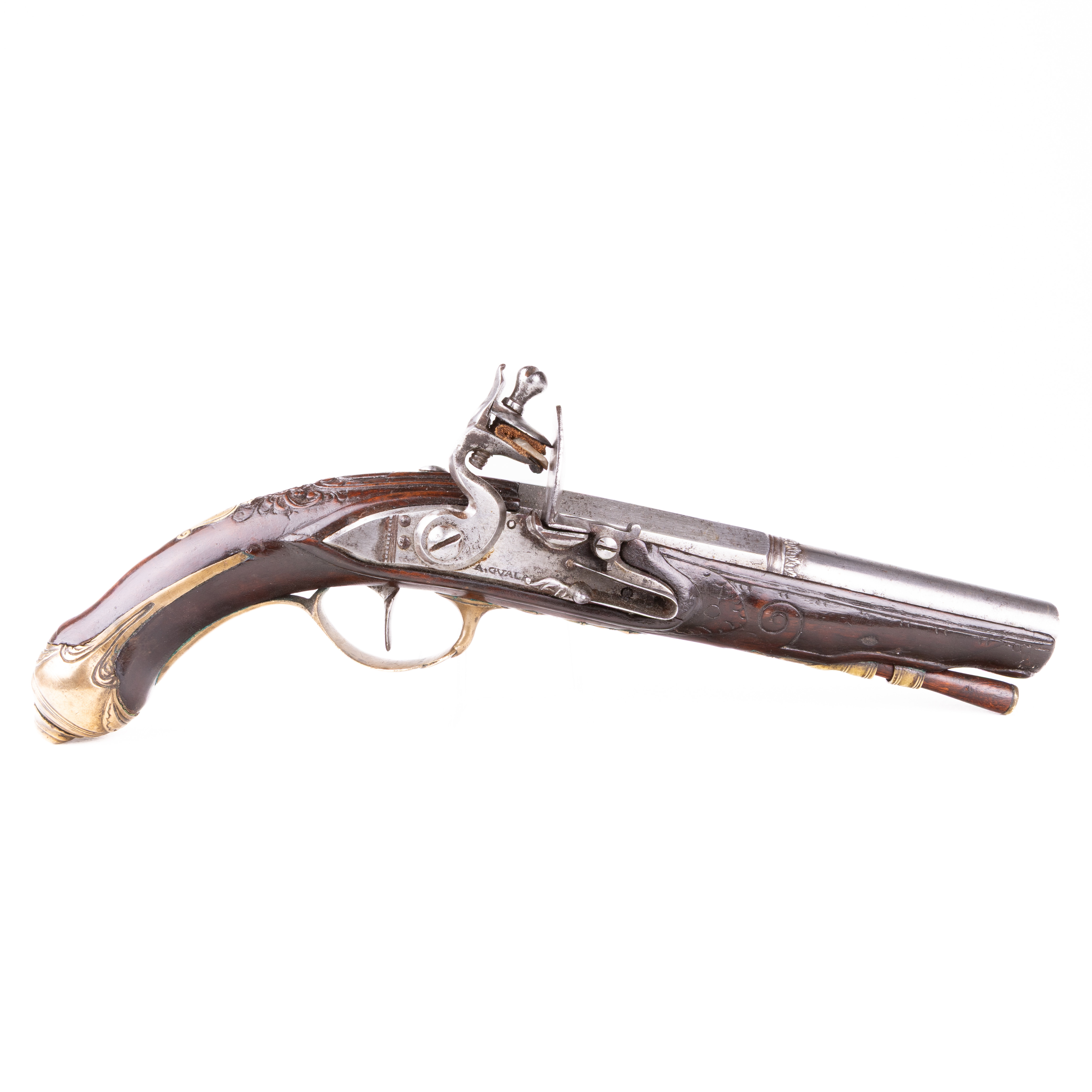 FLINTLÅSPISTOL, A. Guala, Italien, 1700-tal.