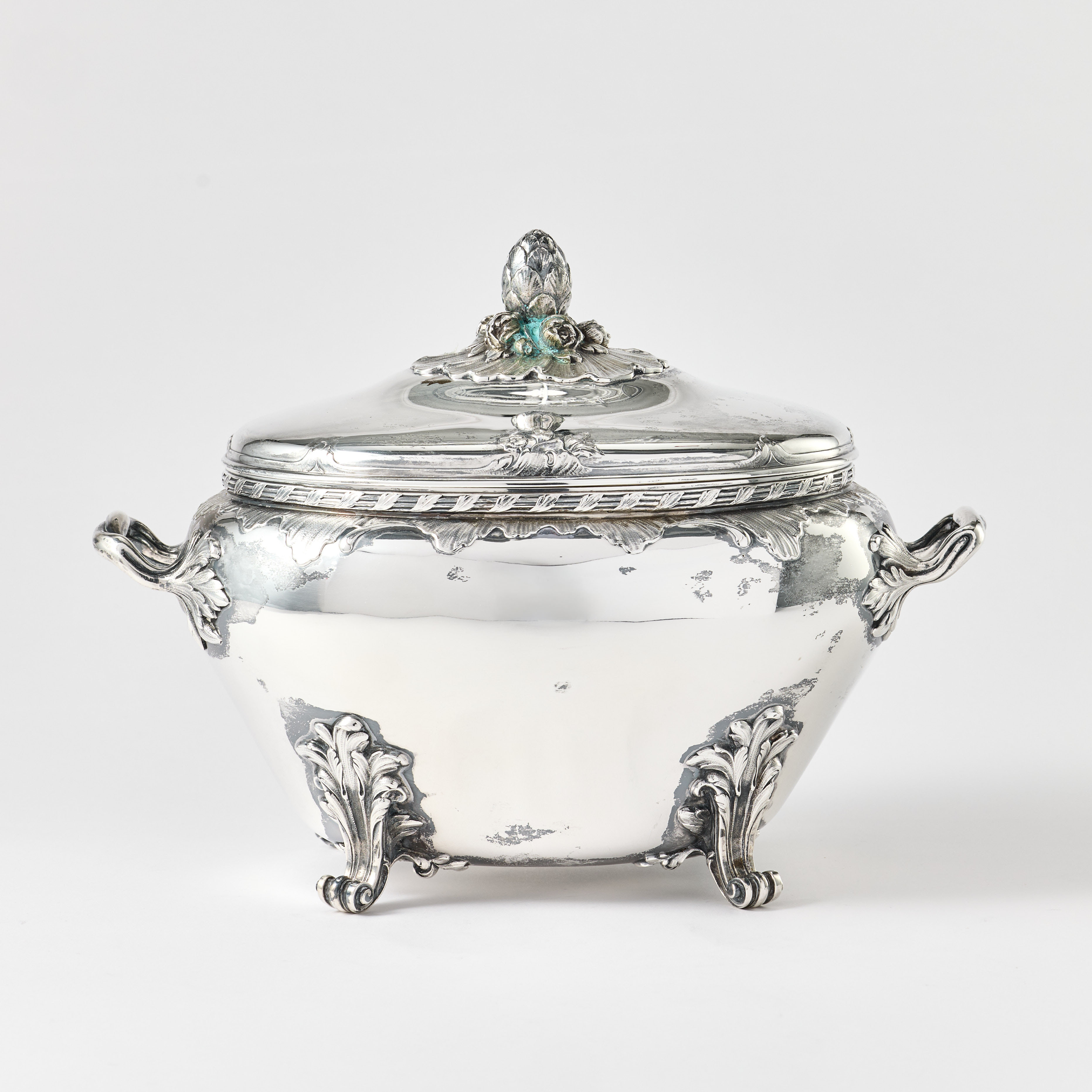 WA BOLIN. Terrin, silver, Stockholm 1945. Rokoko-stil.