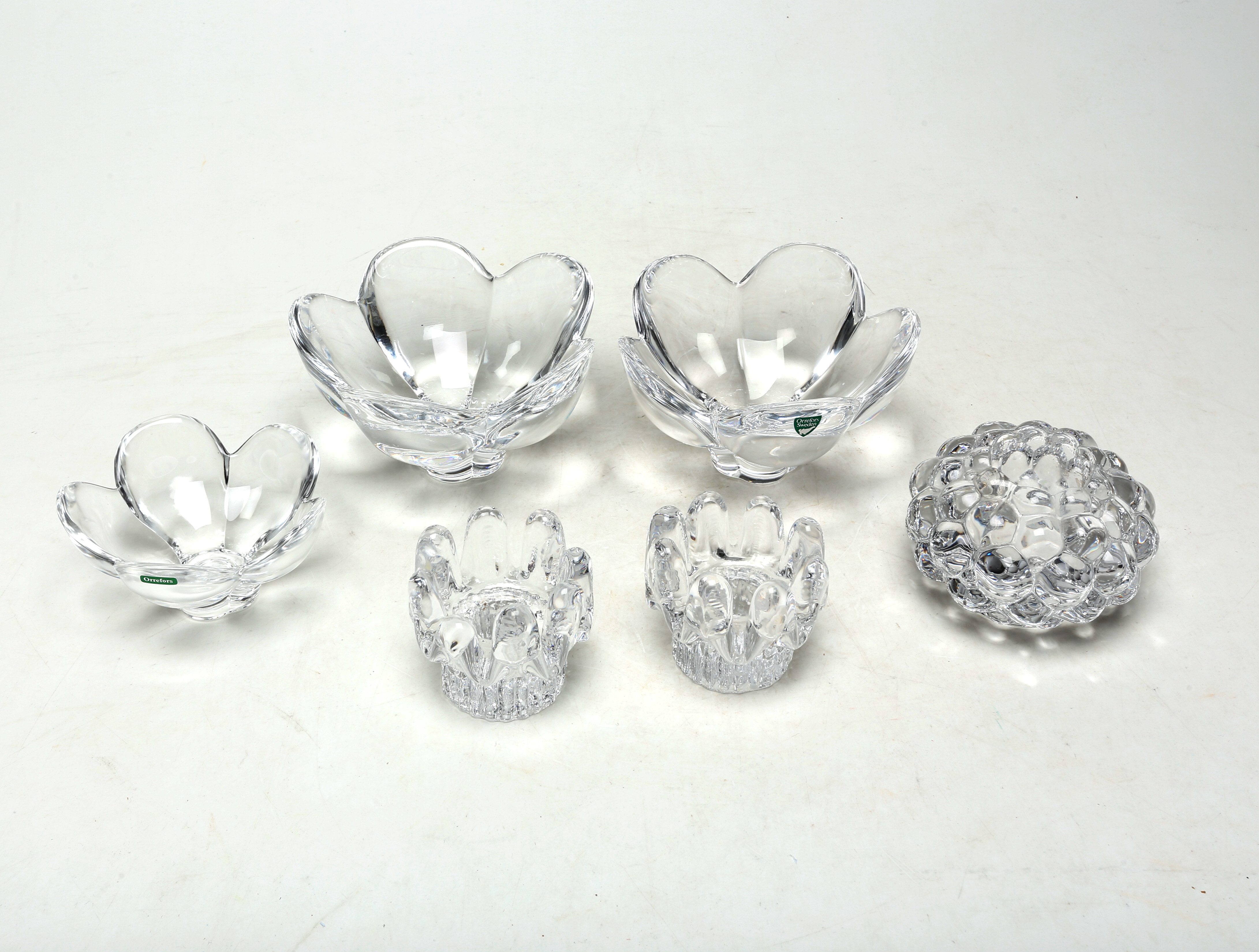 LJUSLYKTOR 6 st, glas, Orrefors/Kosta.