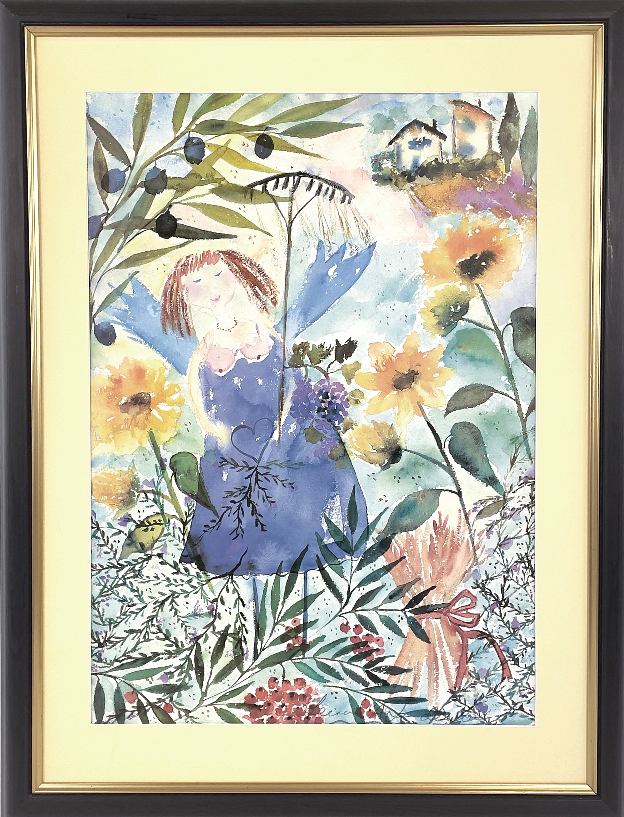 LENA LINDERHOLM. Efter, "Solrosängel", offsettryck, signerad i trycket.