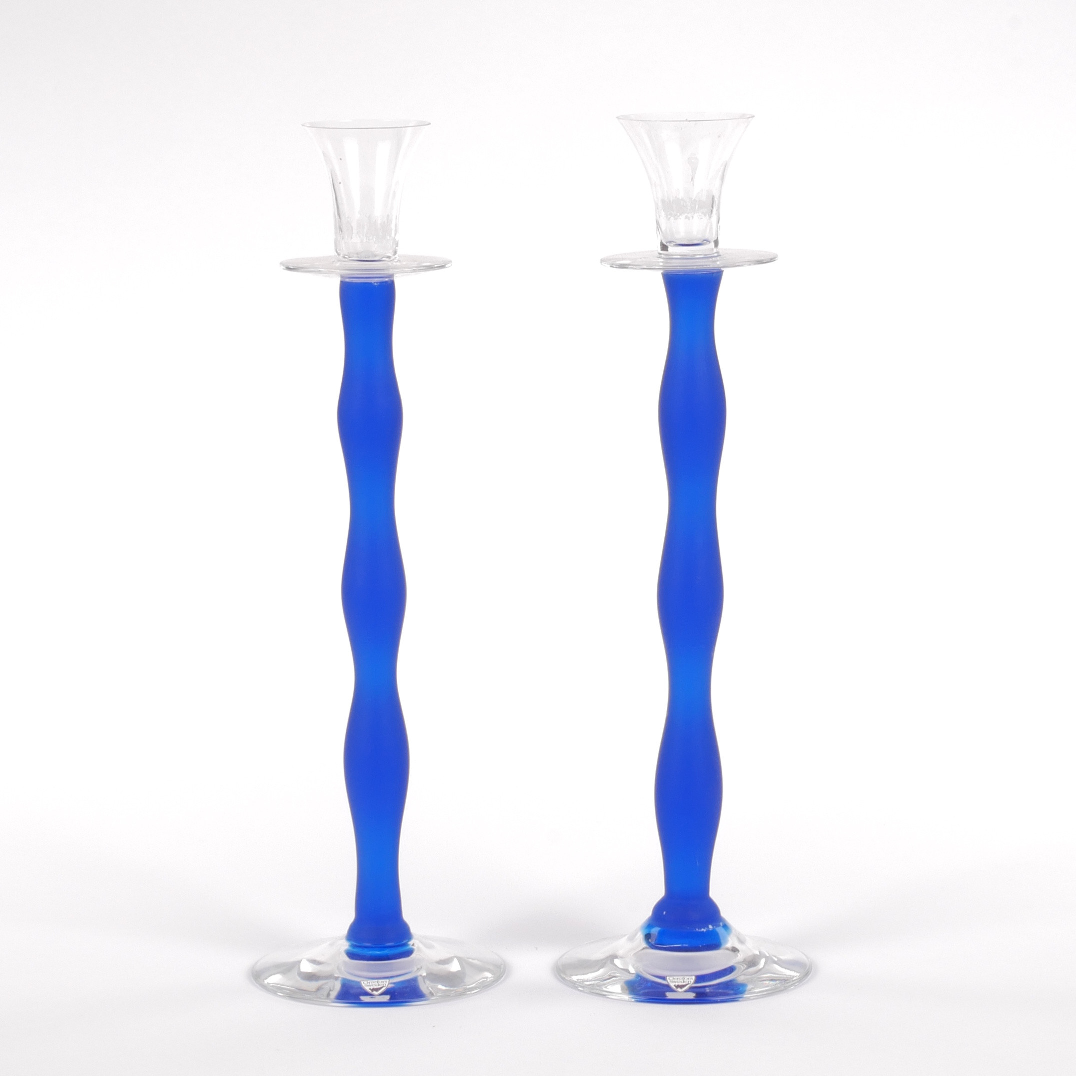 ANNE NILSSON. Ljusstakar, 2 stycken, "Celeste", konstglas, Orrefors.