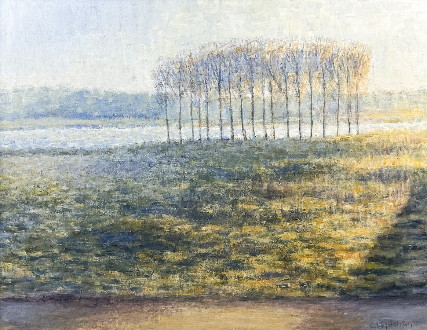 GREGOR LÖJDSTRÖM. Olja på duk, "Vid sjön", Signerad.